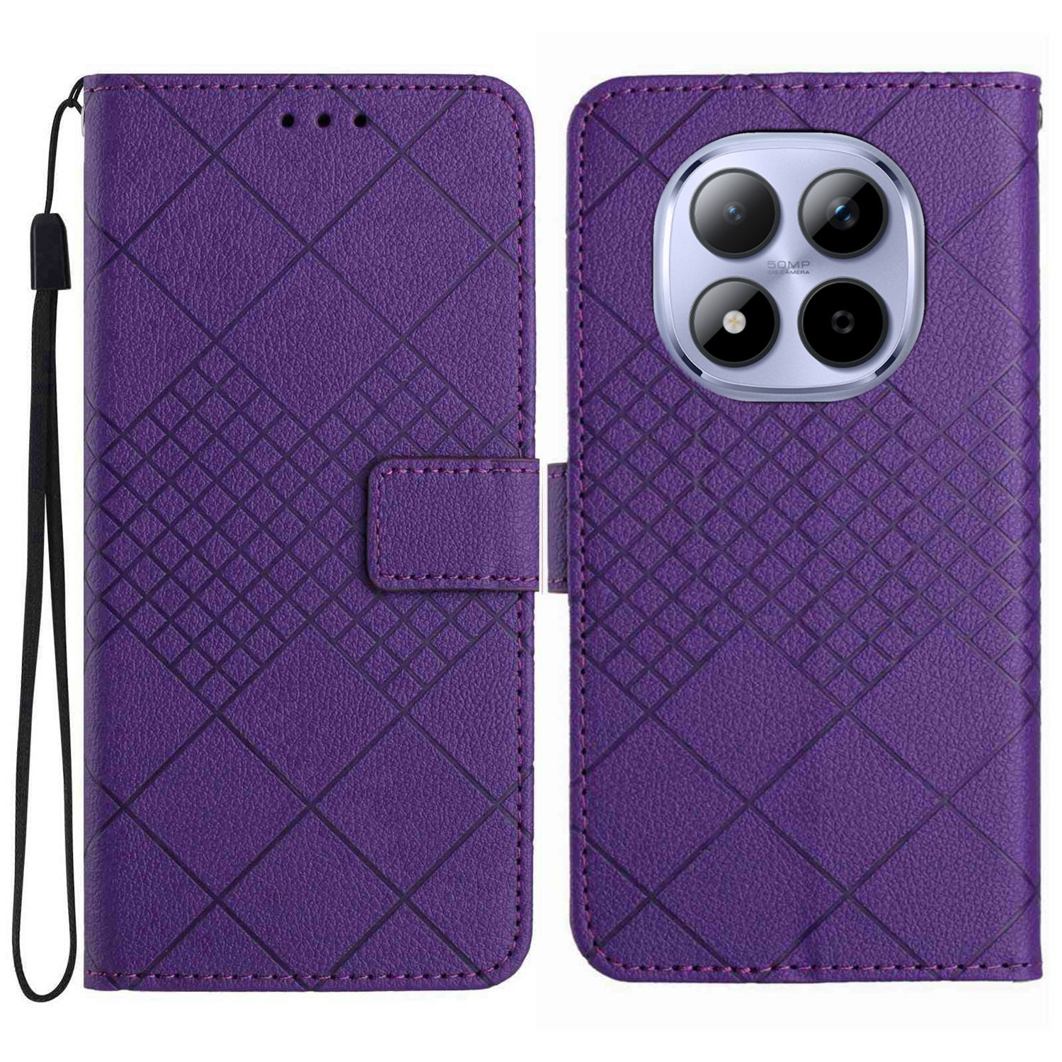 For Xiaomi Redmi Note 15 Pro 5G (Global) Case Wallet Imprint PU Leather Flip Folio Phone Cover - Dark Purple