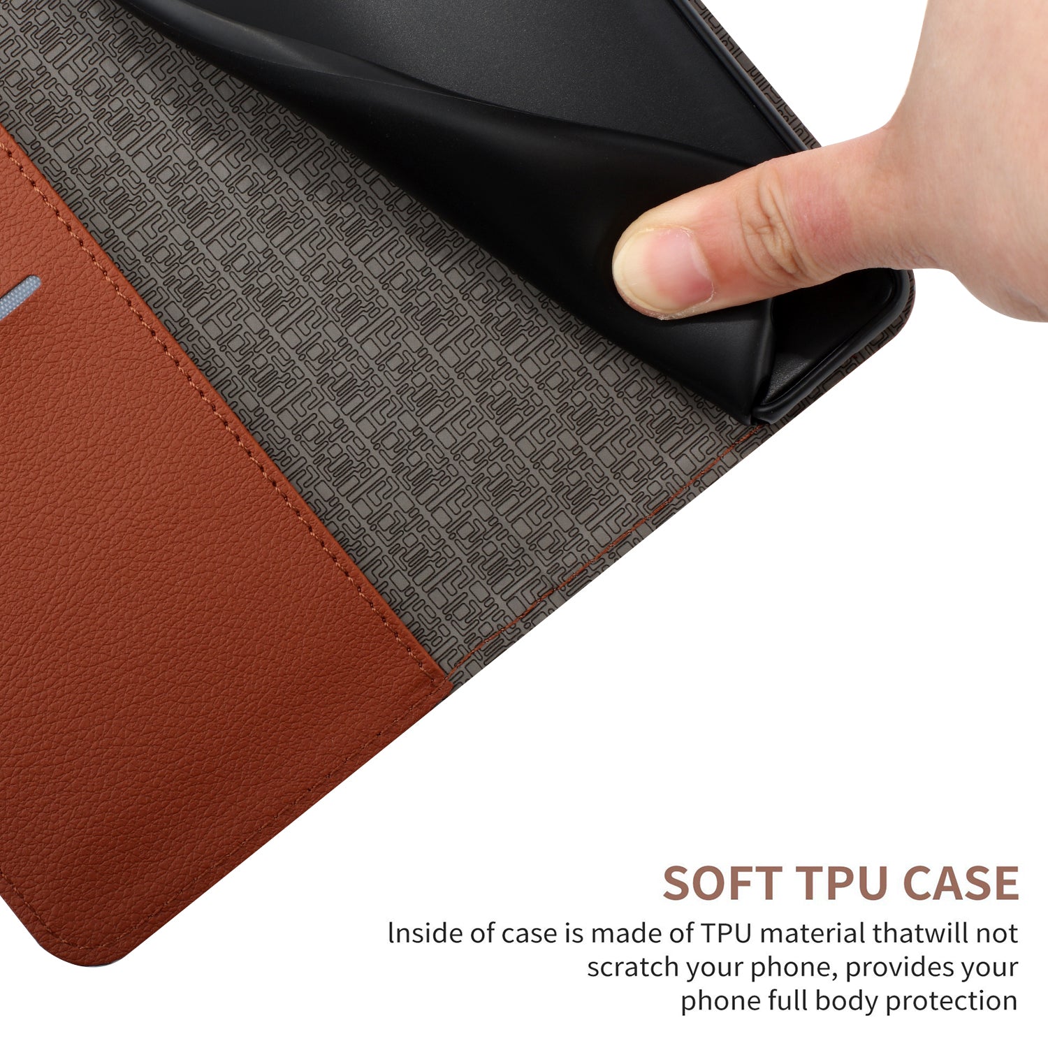 For Xiaomi Poco M8 Pro 5G / Redmi Note 15 Pro+ 5G (Global) Case Wallet Imprint PU Leather Flip Folio Phone Cover - Brown