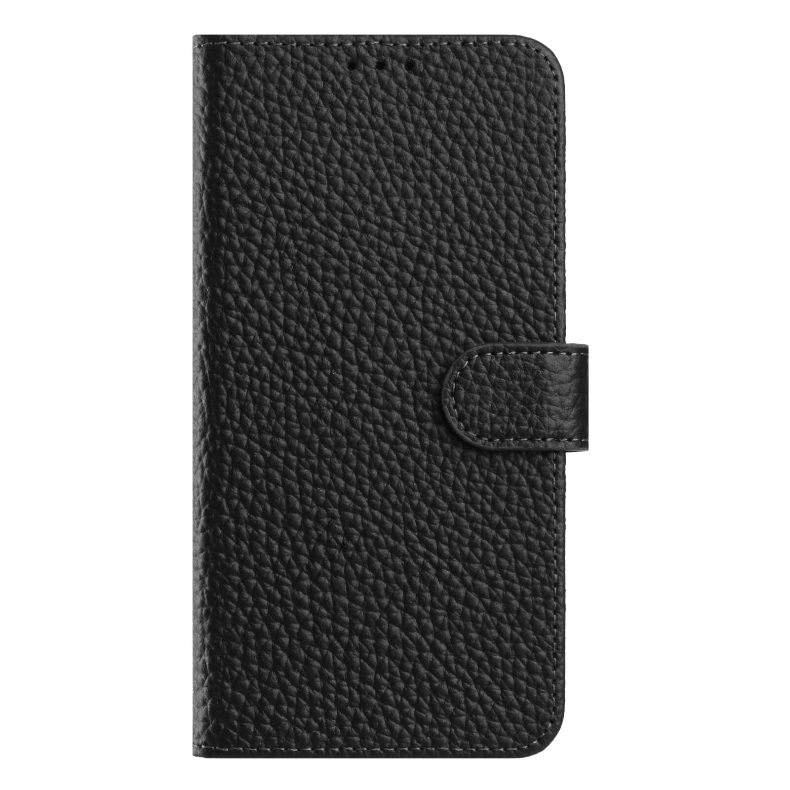 For Xiaomi Poco M8 Pro 5G / Redmi Note 15 Pro+ 5G (Global) Case Wallet Stand Litchi Texture Genuine Cow Leather Flip Phone Cover - Black
