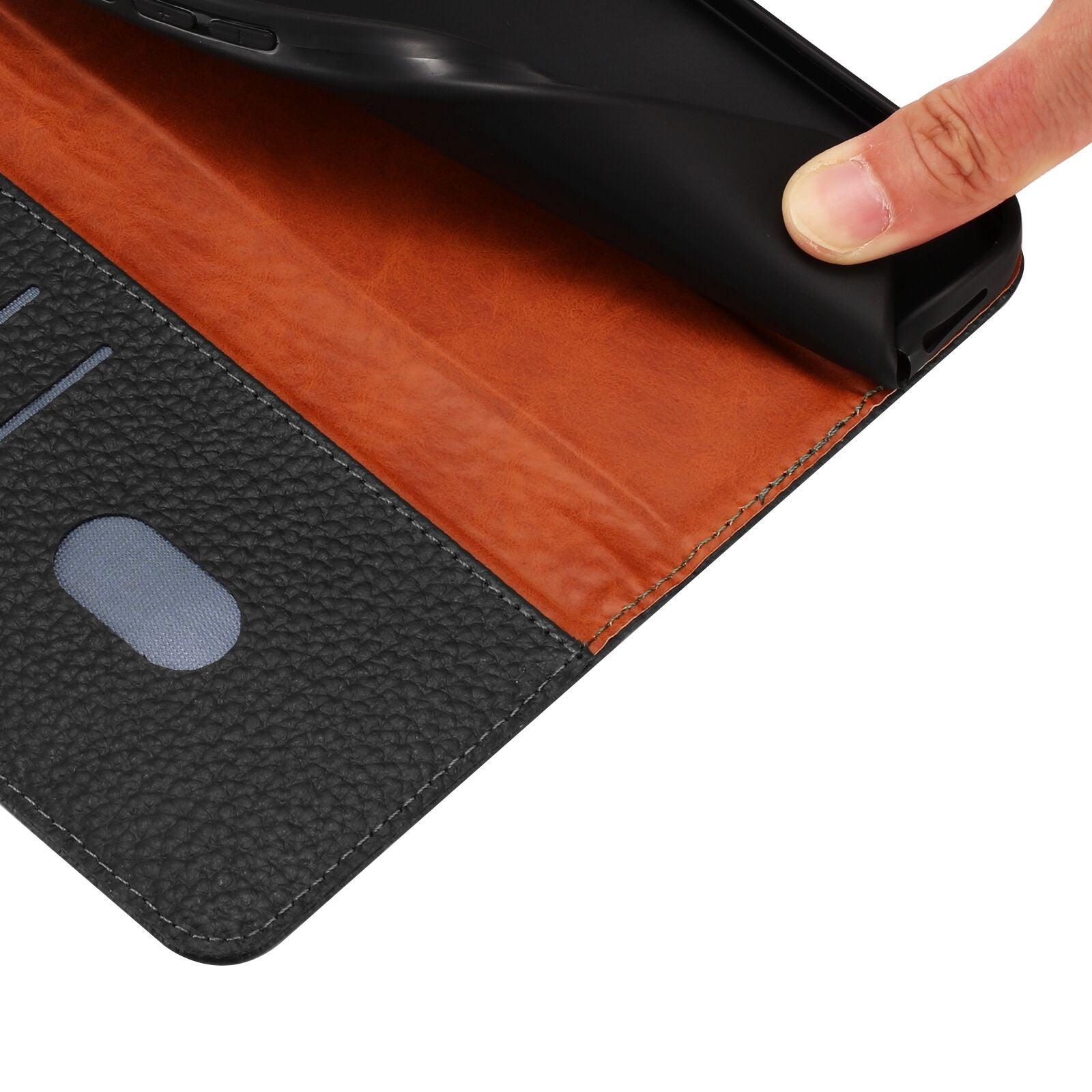 For Xiaomi Poco M8 Pro 5G / Redmi Note 15 Pro+ 5G (Global) Case Wallet Stand Litchi Texture Genuine Cow Leather Flip Phone Cover - Black