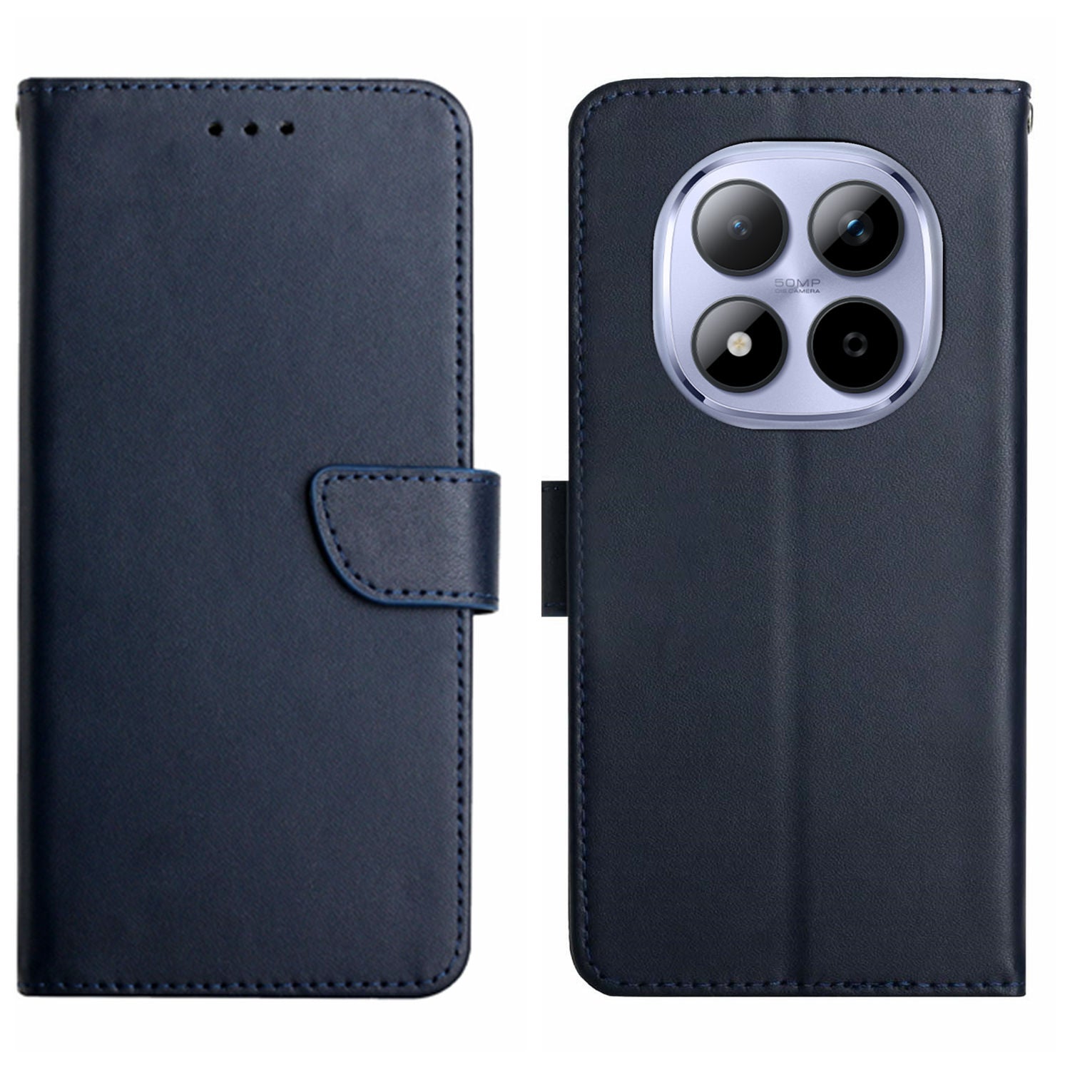 For Xiaomi Poco M8 Pro 5G / Redmi Note 15 Pro+ 5G (Global) Case Genuine Cow Leather Phone Cover Nappa Texture - Blue