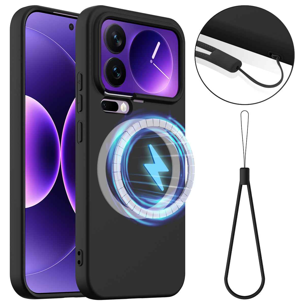 For Xiaomi 17 Pro Magnetic Case Anti-Drop Liquid Silicone Phone Cover - Black