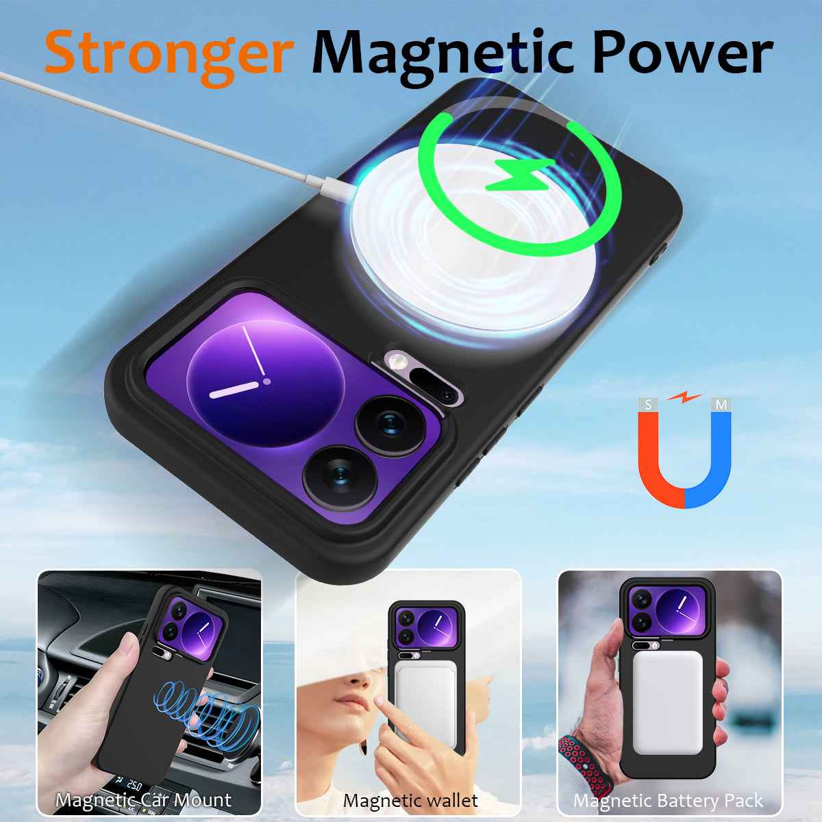 For Xiaomi 17 Pro Magnetic Case Anti-Drop Liquid Silicone Phone Cover - Black