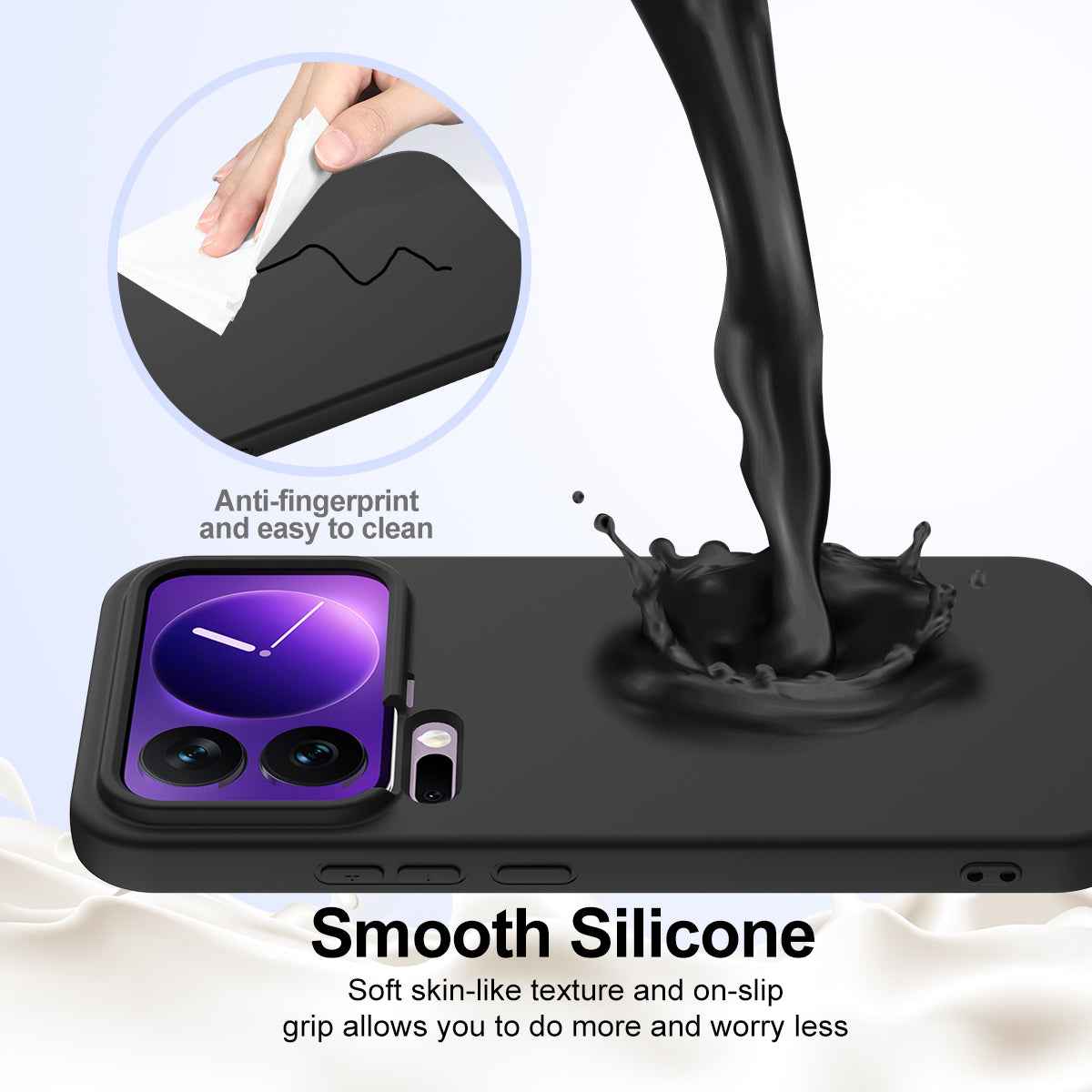 For Xiaomi 17 Pro Magnetic Case Anti-Drop Liquid Silicone Phone Cover - Black