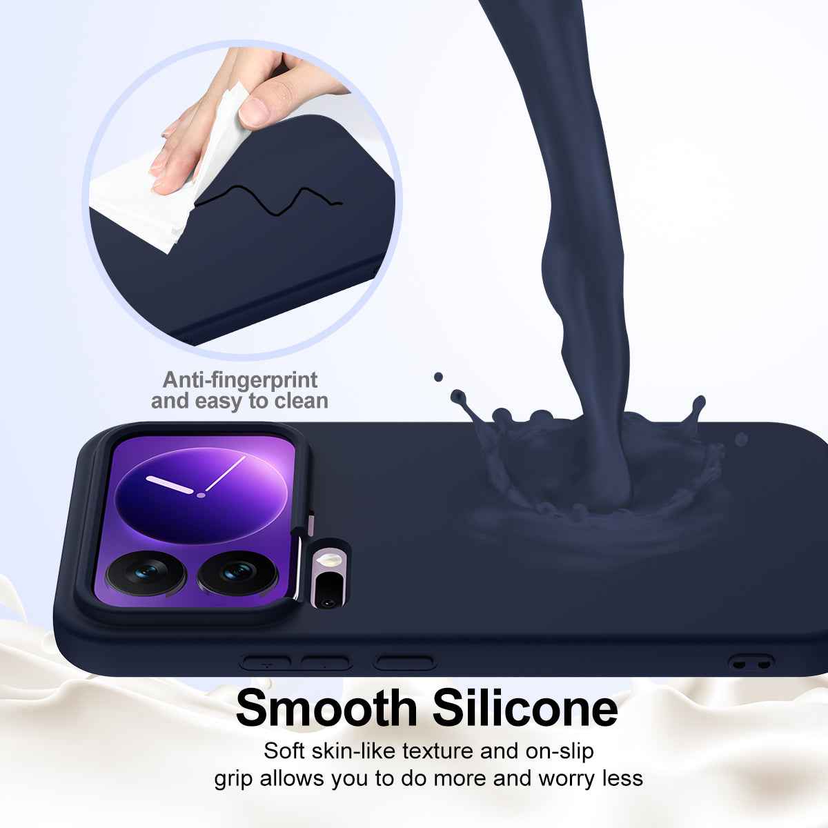 For Xiaomi 17 Pro Magnetic Case Anti-Drop Liquid Silicone Phone Cover - Dark Blue