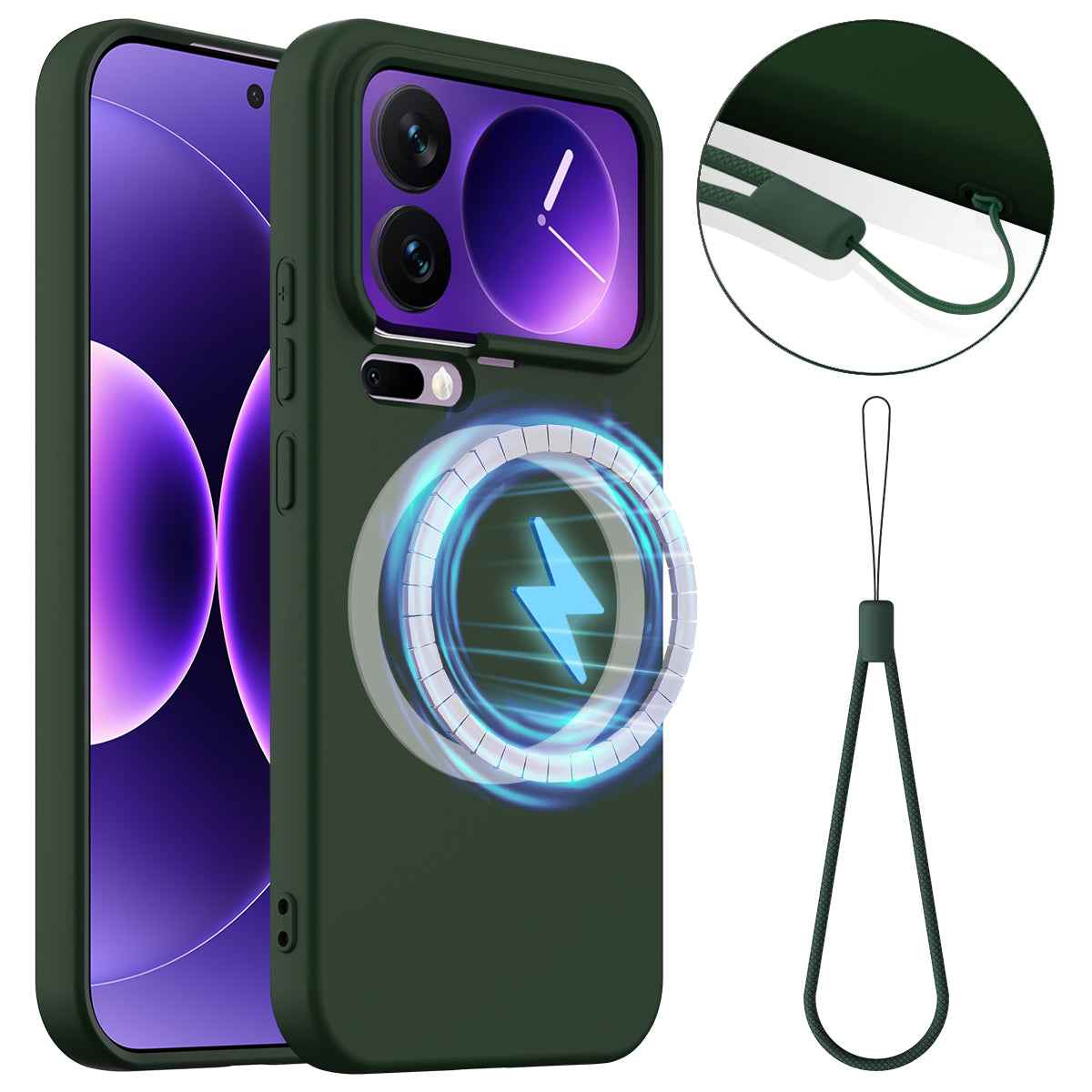 For Xiaomi 17 Pro Magnetic Case Anti-Drop Liquid Silicone Phone Cover - Dark Green