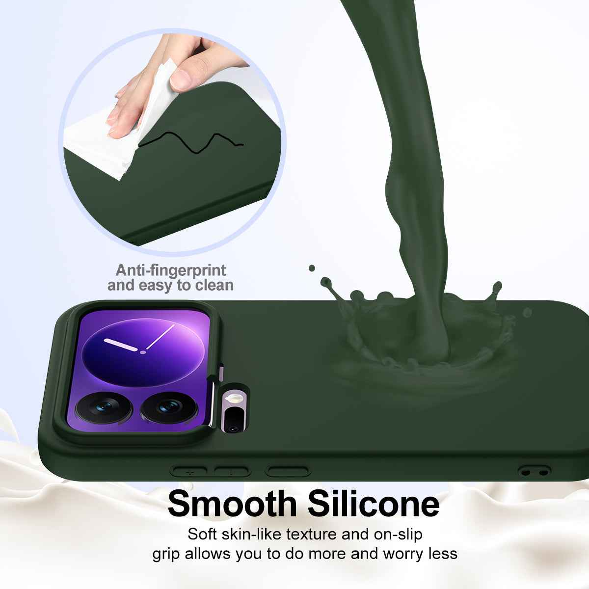 For Xiaomi 17 Pro Magnetic Case Anti-Drop Liquid Silicone Phone Cover - Dark Green
