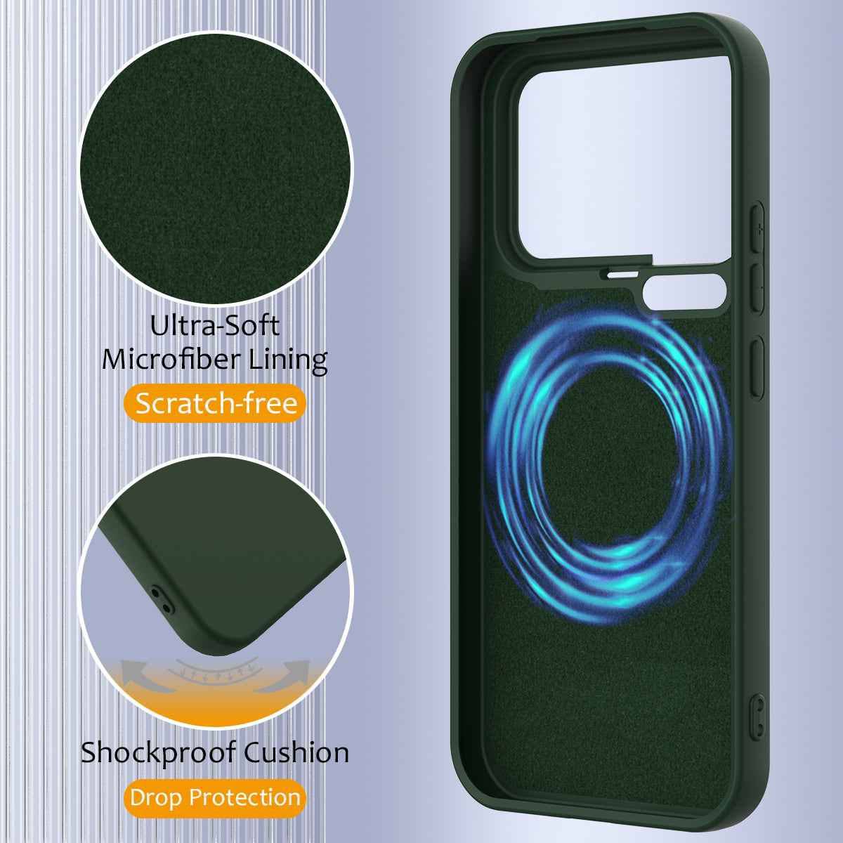 For Xiaomi 17 Pro Magnetic Case Anti-Drop Liquid Silicone Phone Cover - Dark Green