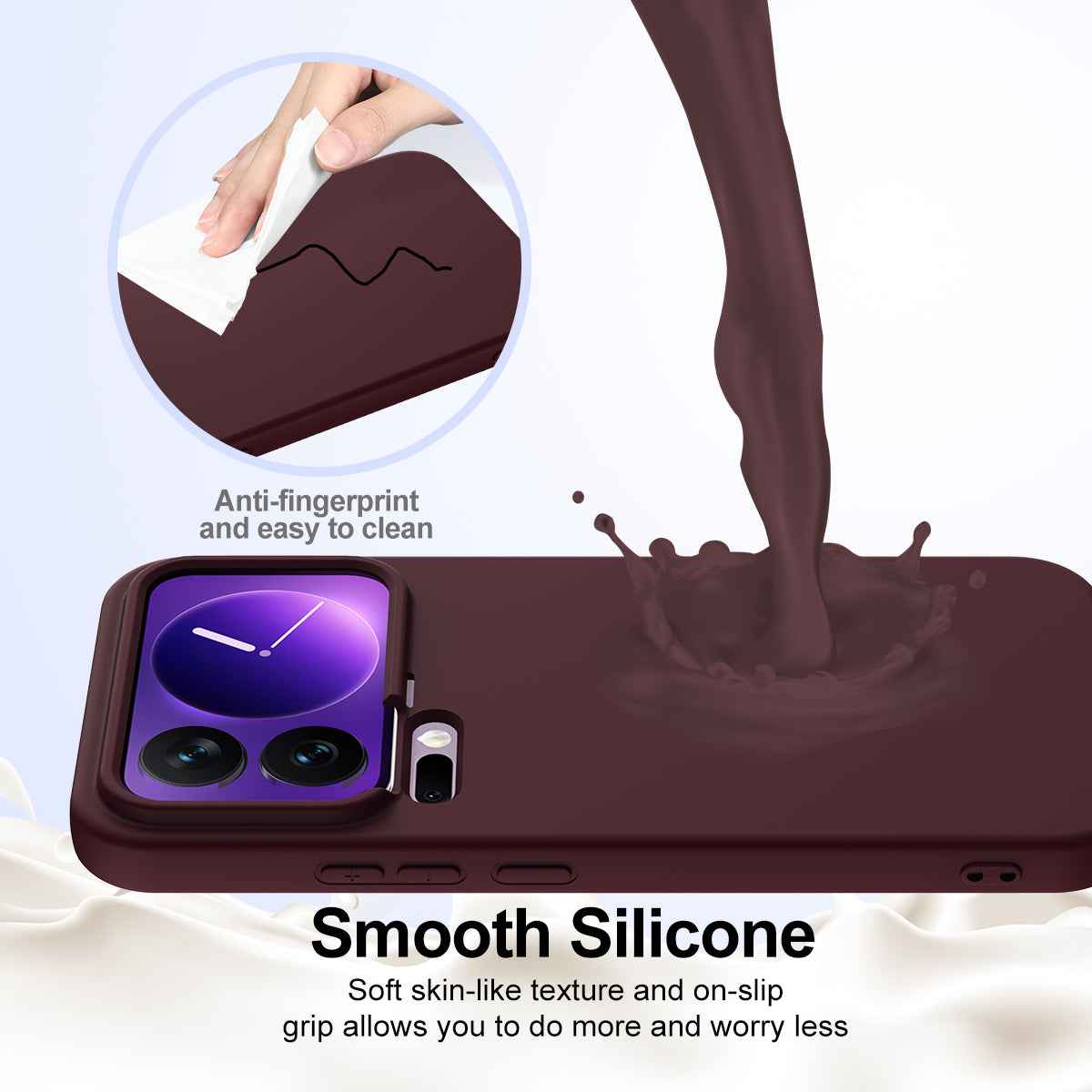 For Xiaomi 17 Pro Magnetic Case Anti-Drop Liquid Silicone Phone Cover - Wine Red