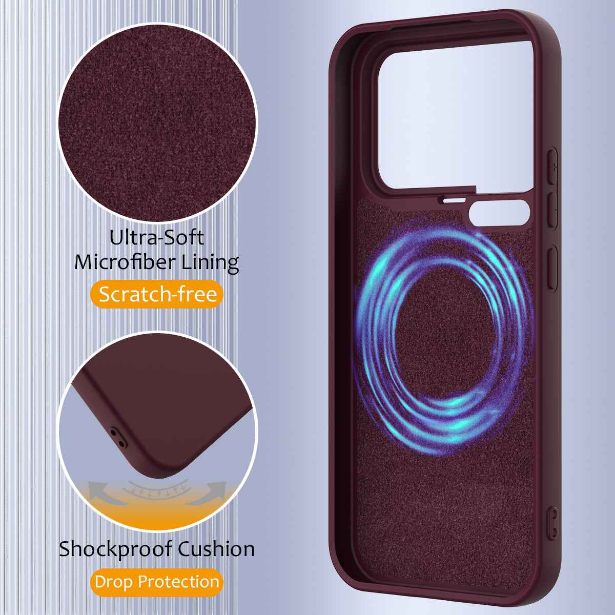 For Xiaomi 17 Pro Magnetic Case Anti-Drop Liquid Silicone Phone Cover - Wine Red