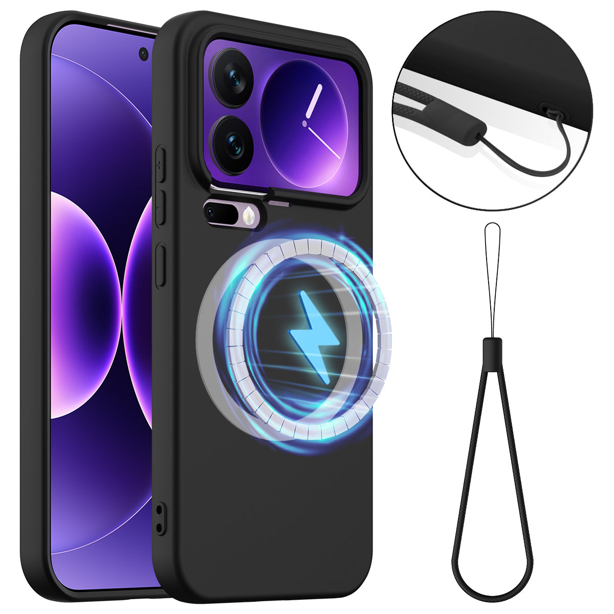 For Xiaomi 17 Pro Max Case Magnetic Case Anti-Drop Liquid Silicone Phone Cover - Black