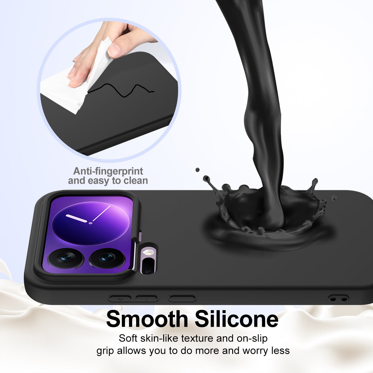 For Xiaomi 17 Pro Max Case Magnetic Case Anti-Drop Liquid Silicone Phone Cover - Black