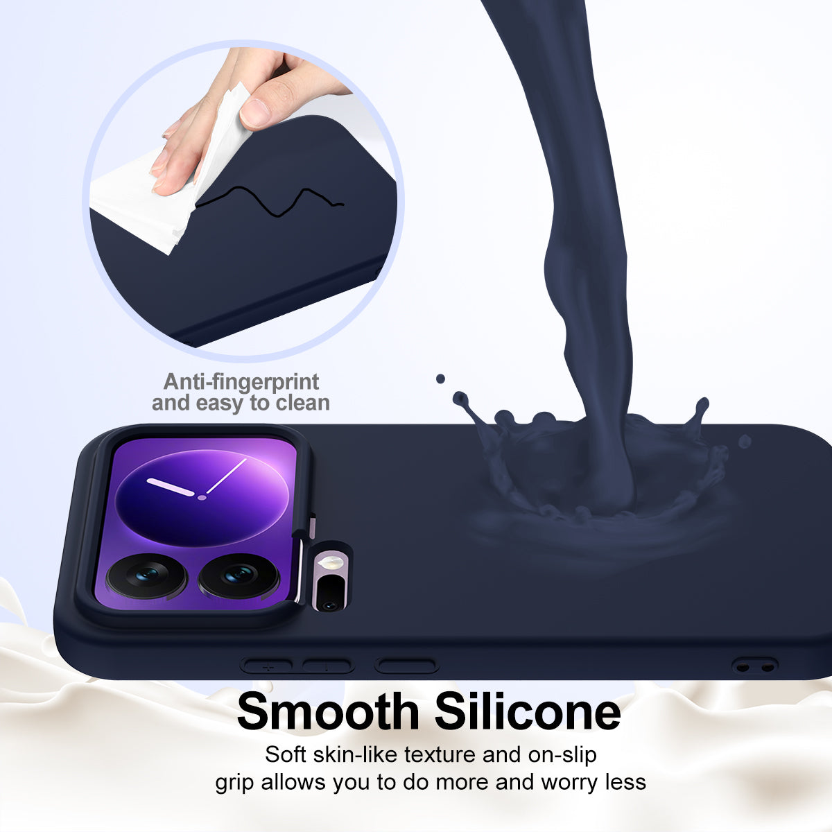 For Xiaomi 17 Pro Max Case Magnetic Case Anti-Drop Liquid Silicone Phone Cover - Dark Blue