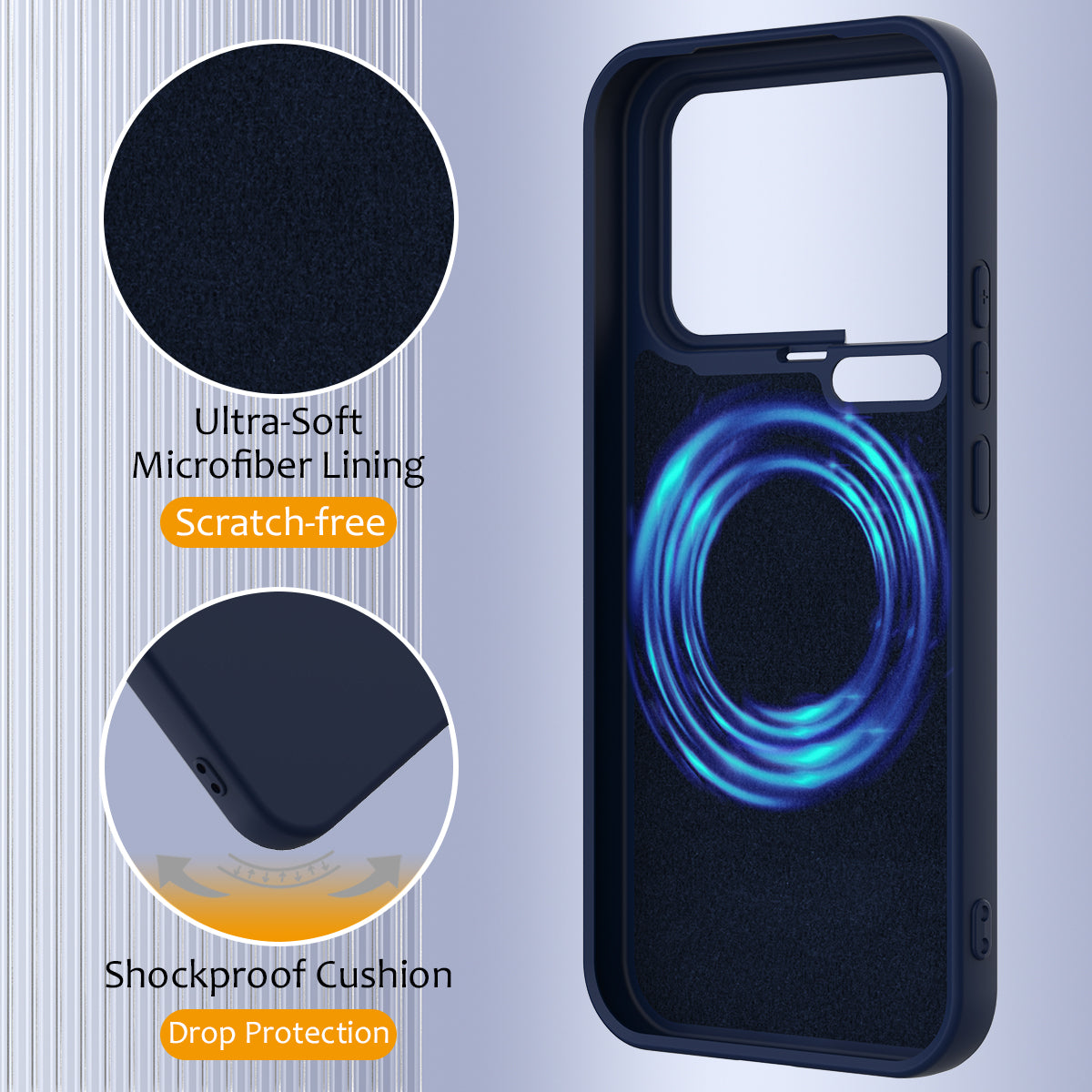 For Xiaomi 17 Pro Max Case Magnetic Case Anti-Drop Liquid Silicone Phone Cover - Dark Blue