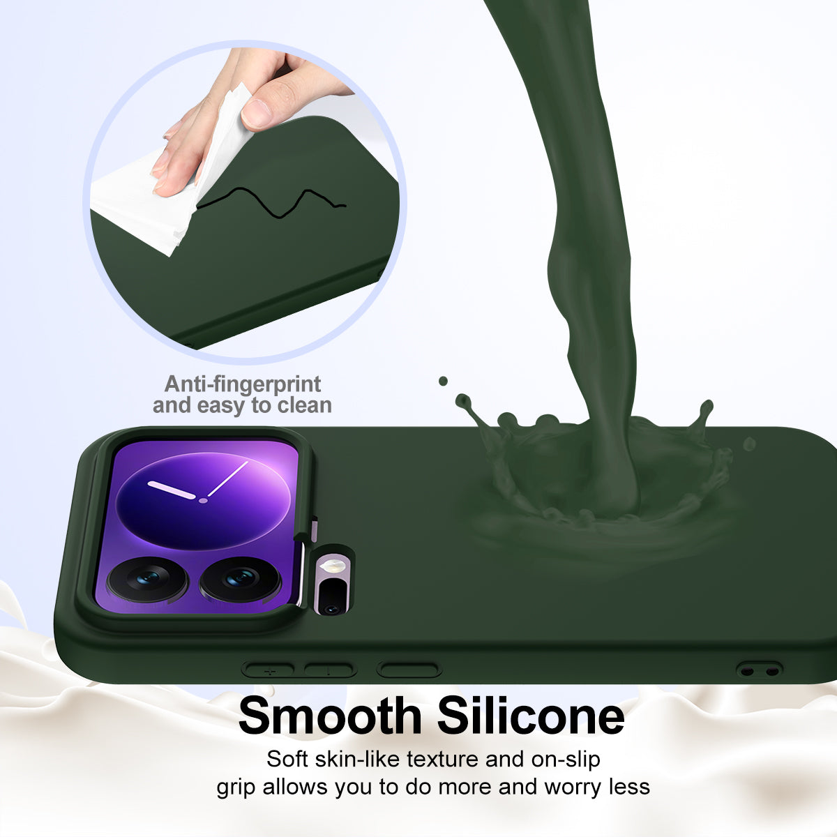 For Xiaomi 17 Pro Max Case Magnetic Case Anti-Drop Liquid Silicone Phone Cover - Dark Green