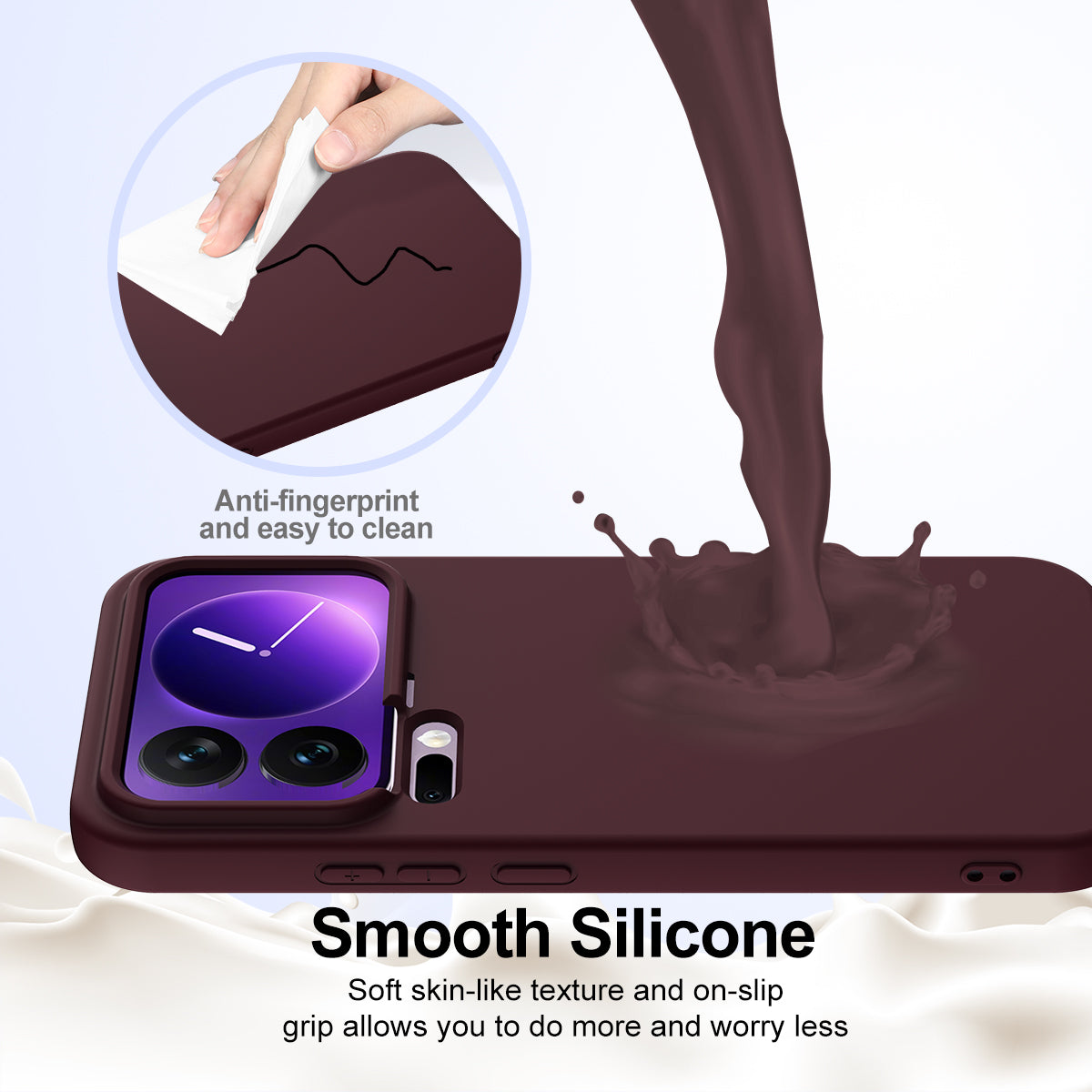 For Xiaomi 17 Pro Max Case Magnetic Case Anti-Drop Liquid Silicone Phone Cover - Wine Red