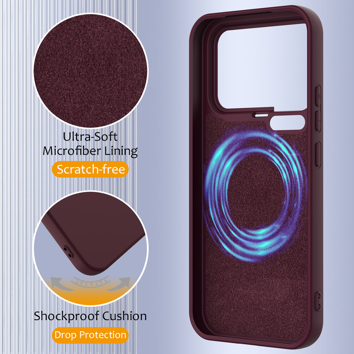 For Xiaomi 17 Pro Max Case Magnetic Case Anti-Drop Liquid Silicone Phone Cover - Wine Red