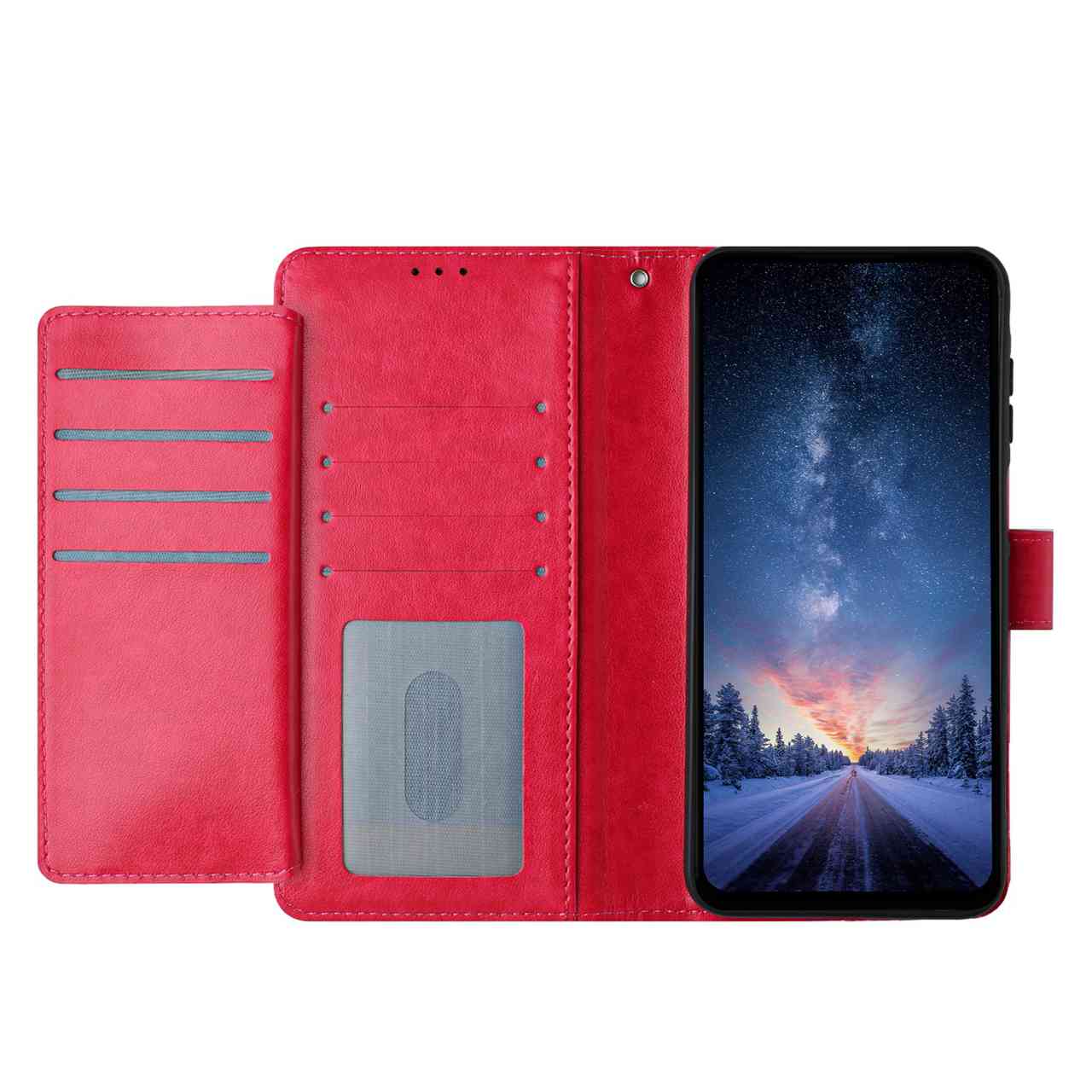 For Samsung Galaxy A57 5G Wallet Phone Case Stand PU Leather Folio Flip Cover with 8 Card Slot - Rose