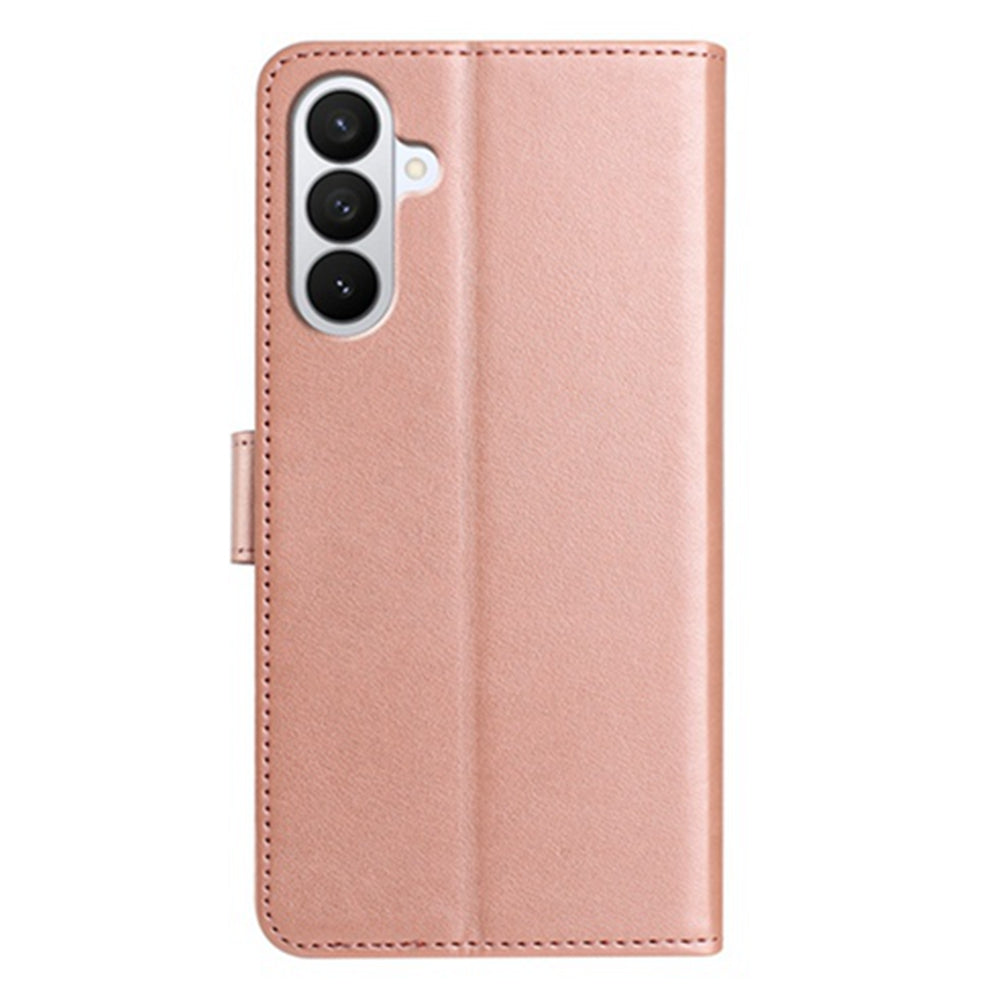 For Samsung Galaxy A57 5G Wallet Phone Case Stand PU Leather Folio Flip Cover with 8 Card Slot - Rose Gold