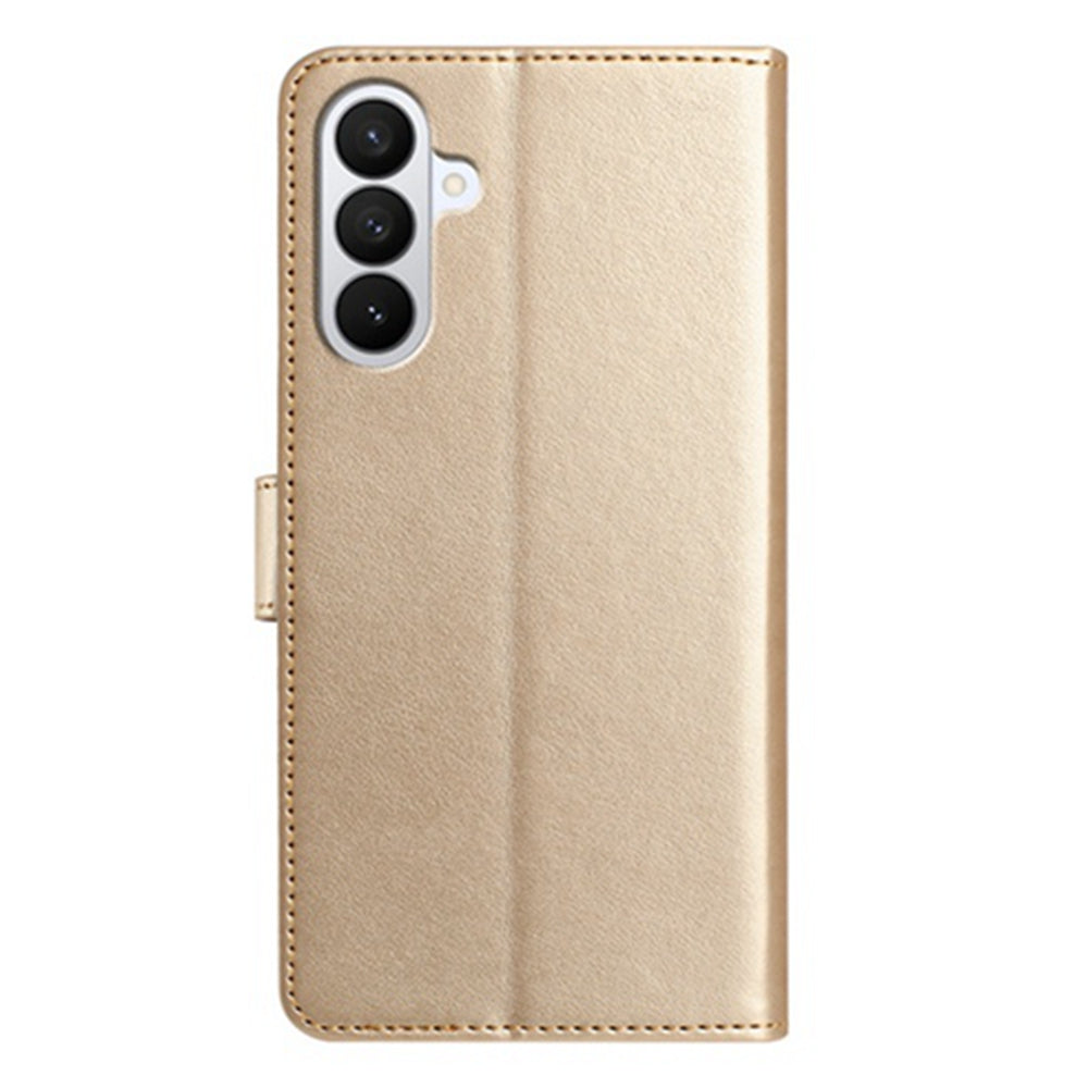 For Samsung Galaxy A57 5G Wallet Phone Case Stand PU Leather Folio Flip Cover with 8 Card Slot - Gold