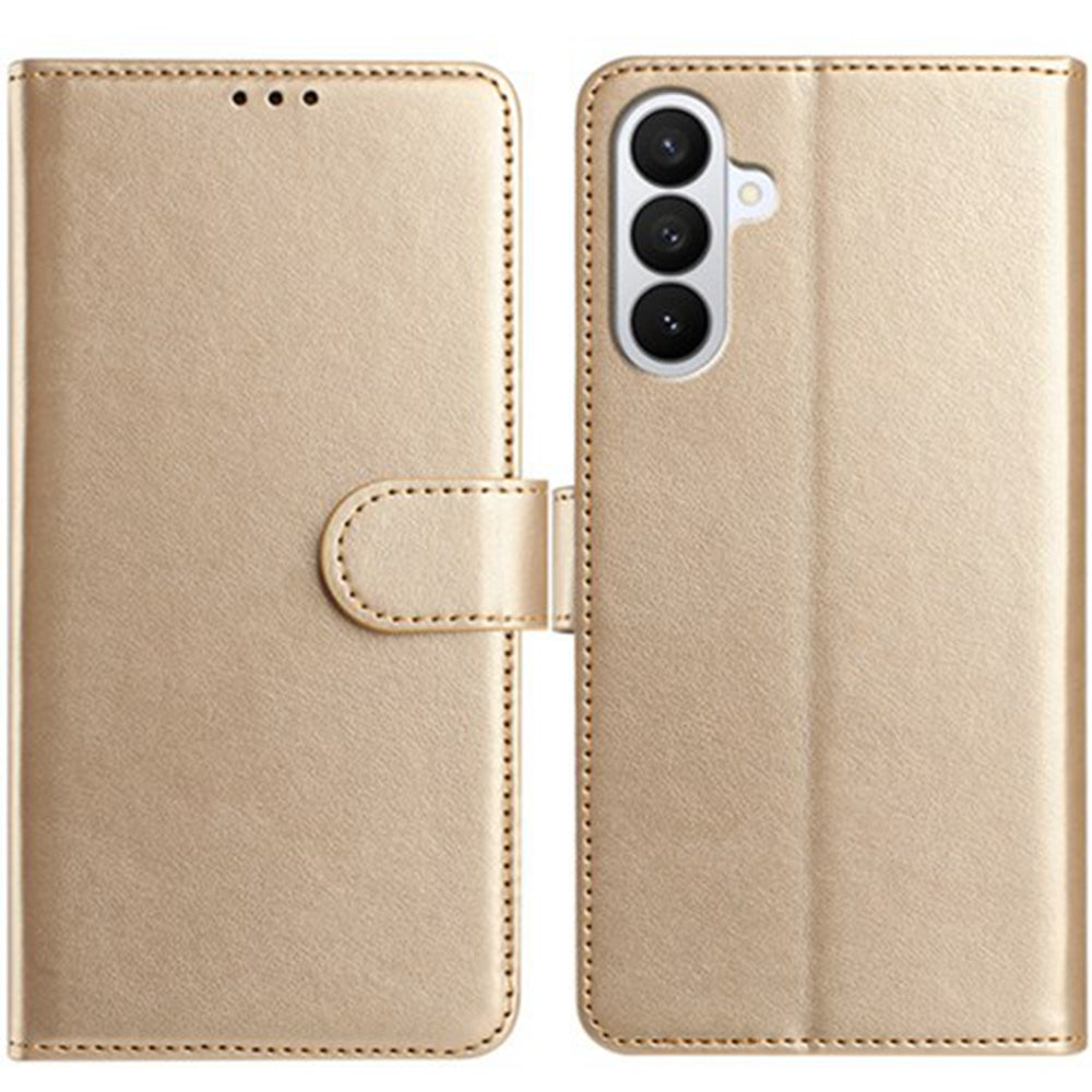 For Samsung Galaxy A57 5G Wallet Phone Case Stand PU Leather Folio Flip Cover with 8 Card Slot - Gold