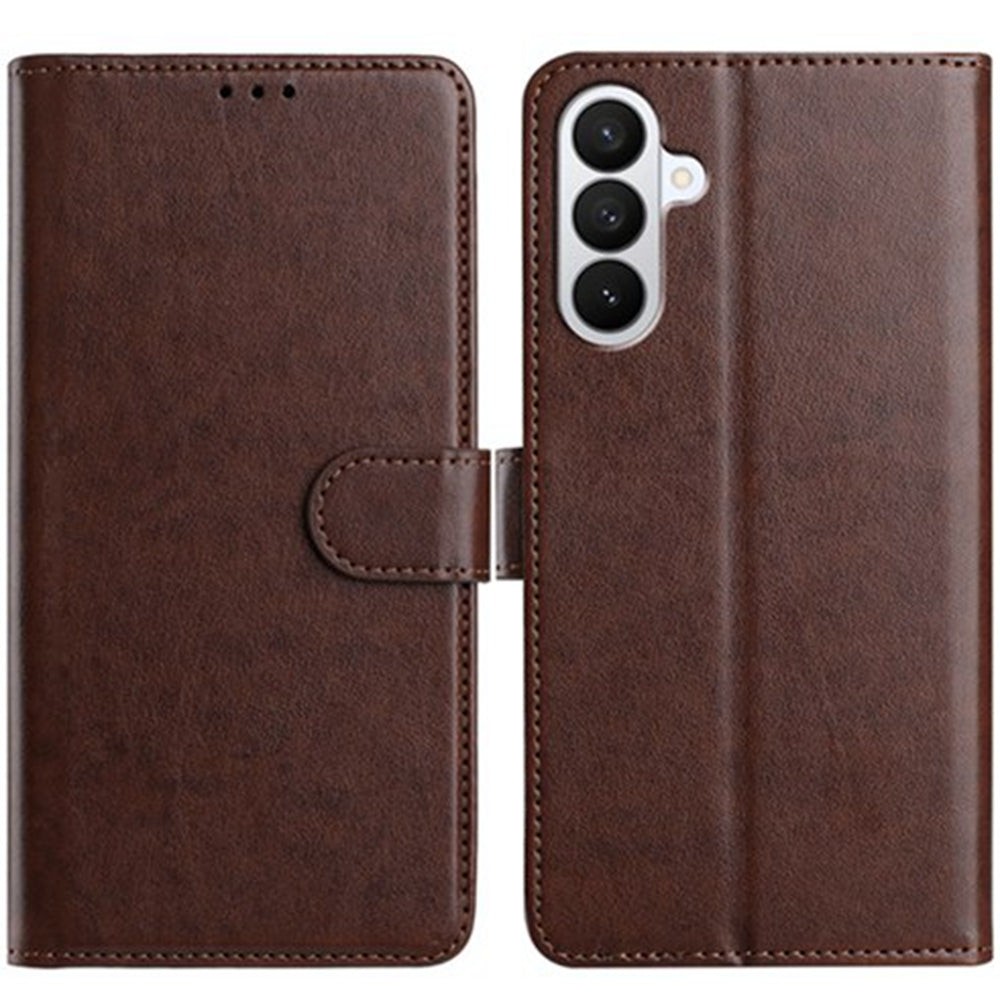 For Samsung Galaxy A57 5G Wallet Phone Case Stand PU Leather Folio Flip Cover with 8 Card Slot - Coffee