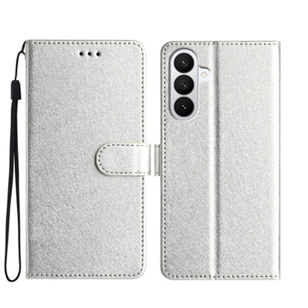 For Samsung Galaxy A57 5G Wallet Case Leather Folio Phone Cover Magnetic Clasp - Silver