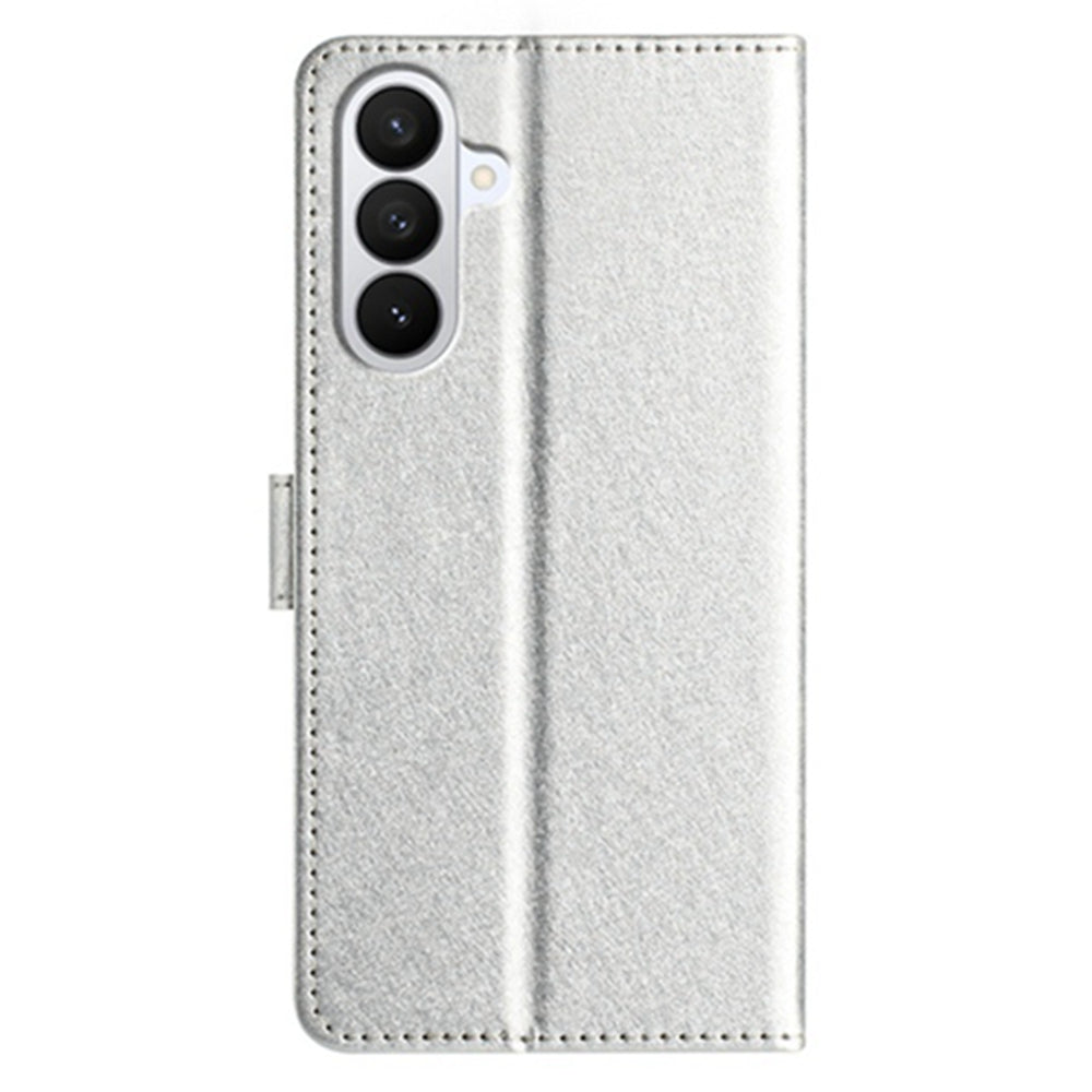 For Samsung Galaxy A57 5G Wallet Case Leather Folio Phone Cover Magnetic Clasp - Silver
