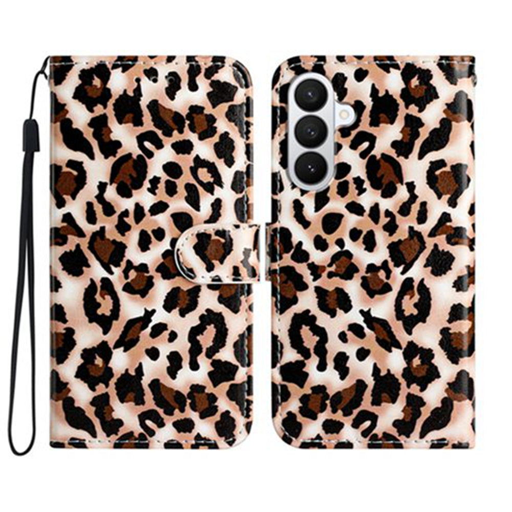 For Samsung Galaxy A57 5G Wallet Case  Printed Pattern PU Leather Stand Phone Cover with Strap - Leopard Print