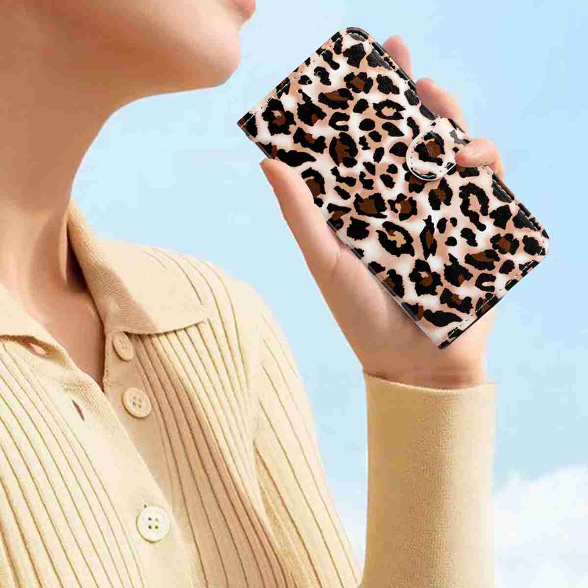 For Samsung Galaxy A57 5G Wallet Case  Printed Pattern PU Leather Stand Phone Cover with Strap - Leopard Print