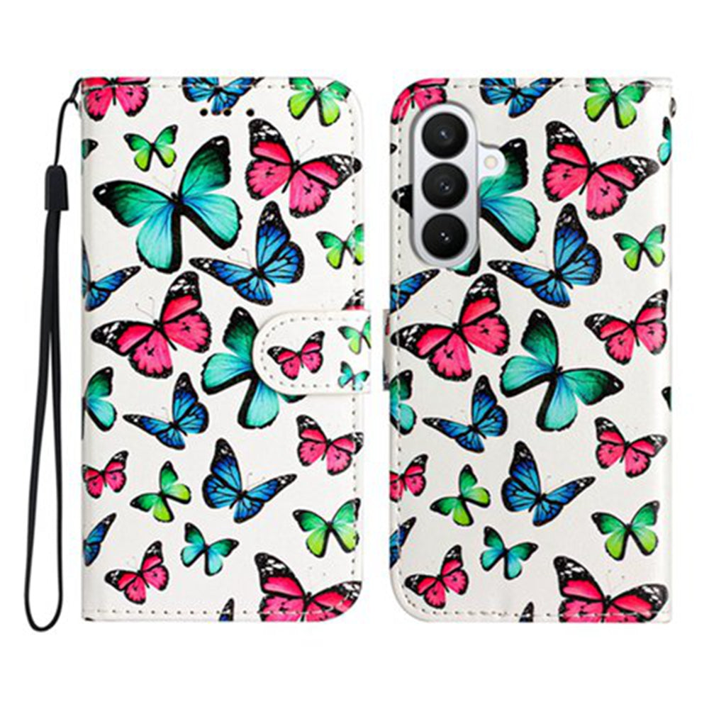 For Samsung Galaxy A57 5G Wallet Case  Printed Pattern PU Leather Stand Phone Cover with Strap - Butterflies