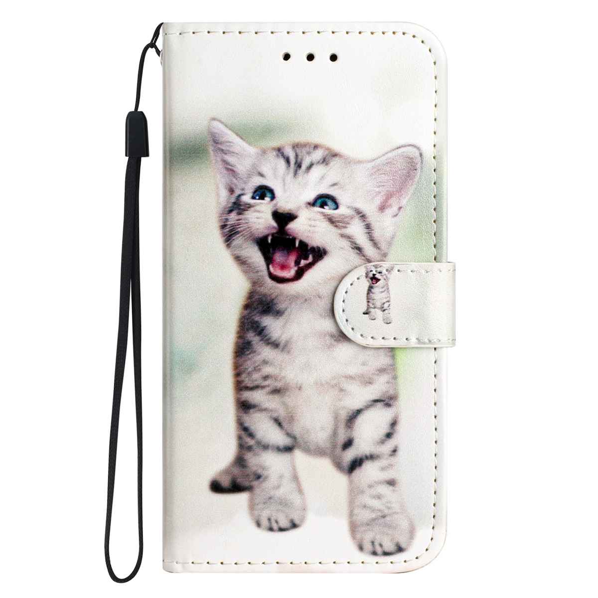 For Samsung Galaxy A57 5G Wallet Case  Printed Pattern PU Leather Stand Phone Cover with Strap - Cat