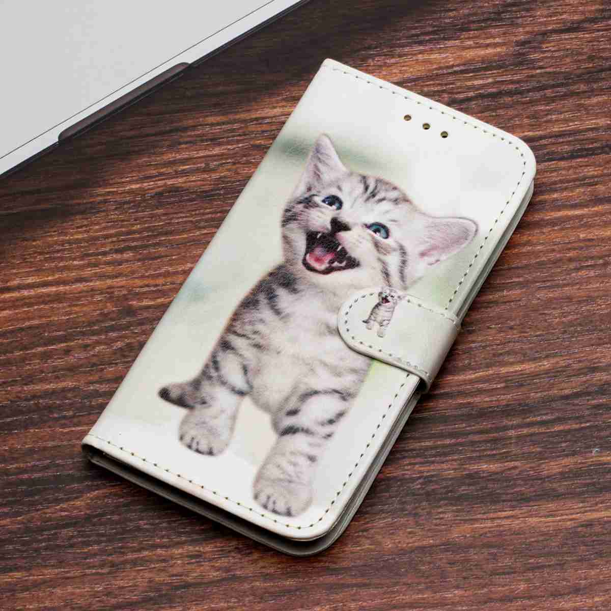 For Samsung Galaxy A57 5G Wallet Case  Printed Pattern PU Leather Stand Phone Cover with Strap - Cat