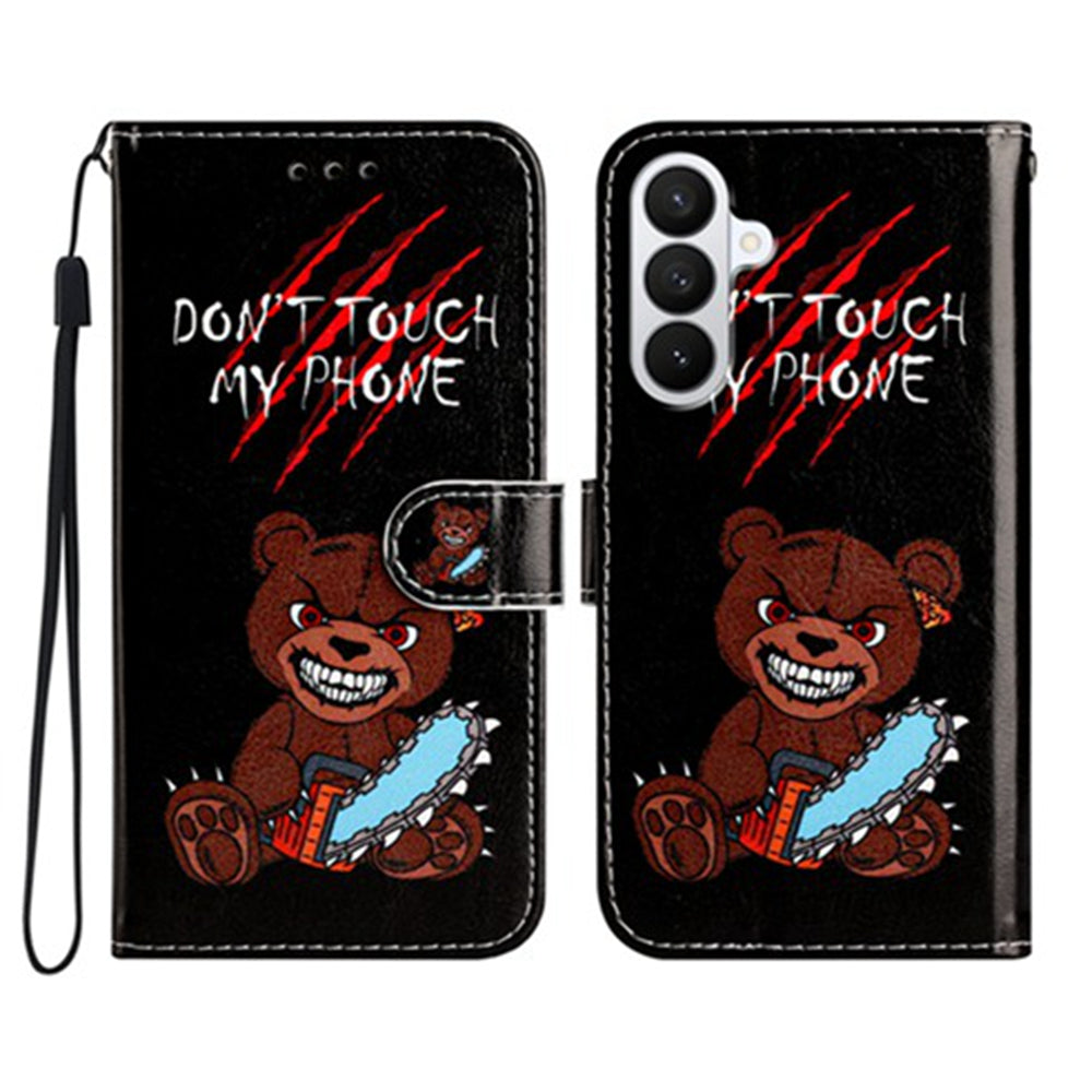For Samsung Galaxy A57 5G Wallet Case  Printed Pattern PU Leather Stand Phone Cover with Strap - Don'T Touch My Phone