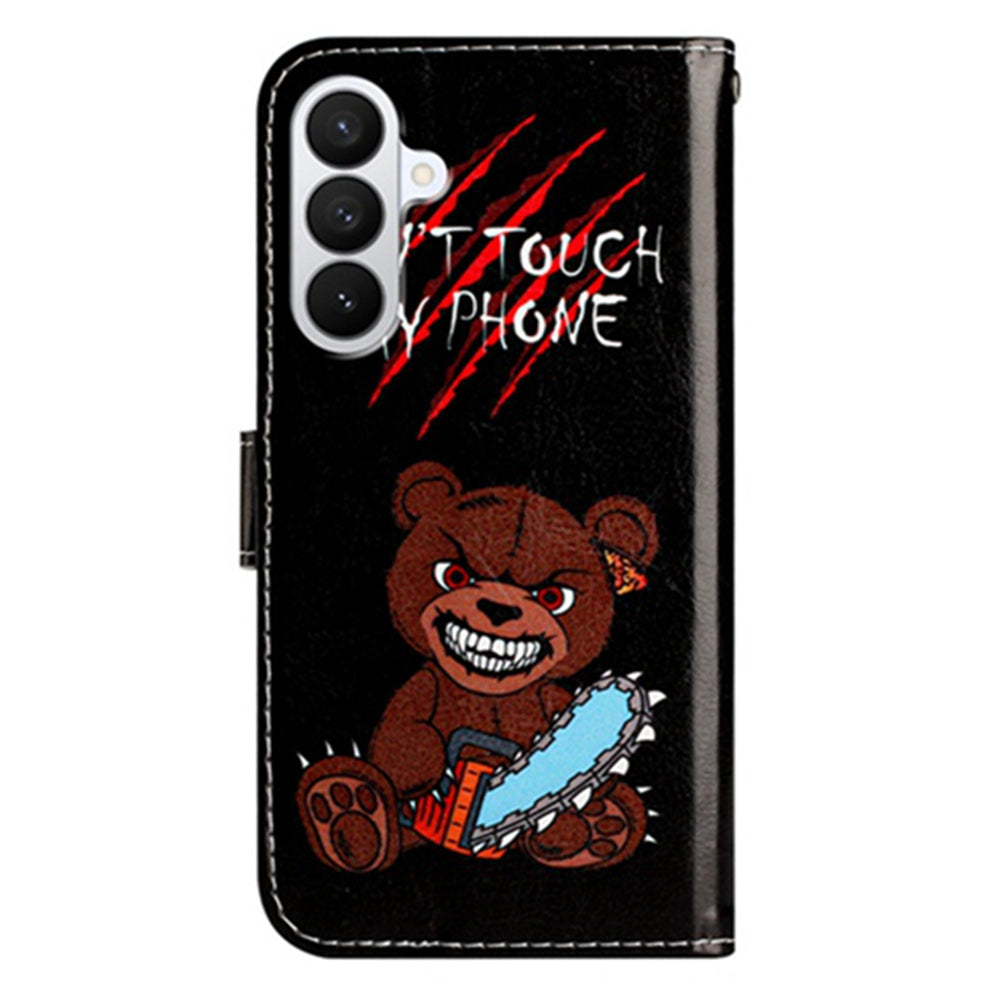 For Samsung Galaxy A57 5G Wallet Case  Printed Pattern PU Leather Stand Phone Cover with Strap - Don'T Touch My Phone