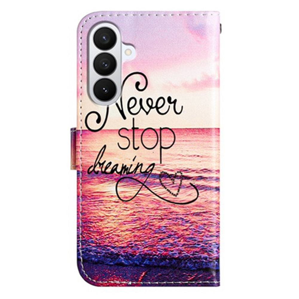 For Samsung Galaxy A57 5G Wallet Case  Printed Pattern PU Leather Stand Phone Cover with Strap - Never Stop Dreaming