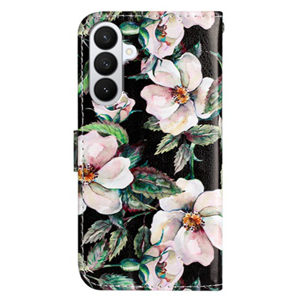 For Samsung Galaxy A57 5G Wallet Case  Printed Pattern PU Leather Stand Phone Cover with Strap - Magnolia