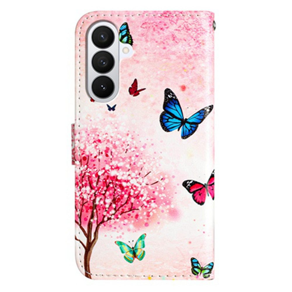 For Samsung Galaxy A57 5G Wallet Case  Printed Pattern PU Leather Stand Phone Cover with Strap - Cherry Tree