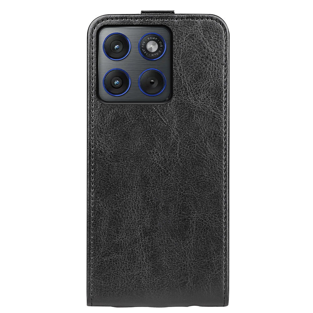 For Motorola Edge 70 5G Case with Card Slots Vertical Flip Leather Phone Cover - Black