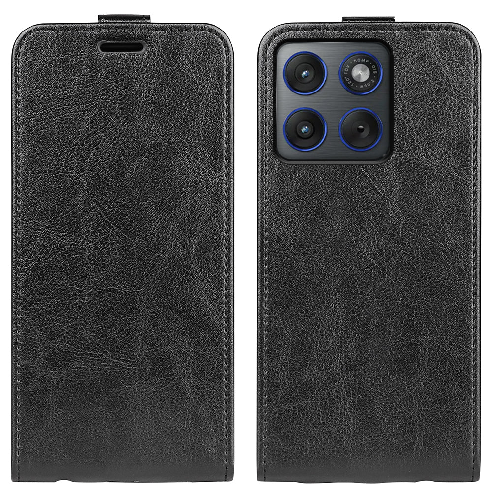 For Motorola Edge 70 5G Case with Card Slots Vertical Flip Leather Phone Cover - Black