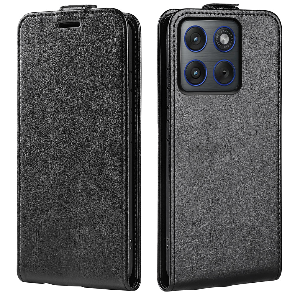 For Motorola Edge 70 5G Case with Card Slots Vertical Flip Leather Phone Cover - Black