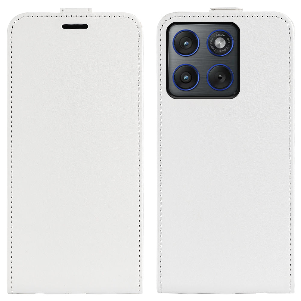 For Motorola Edge 70 5G Case with Card Slots Vertical Flip Leather Phone Cover -  White