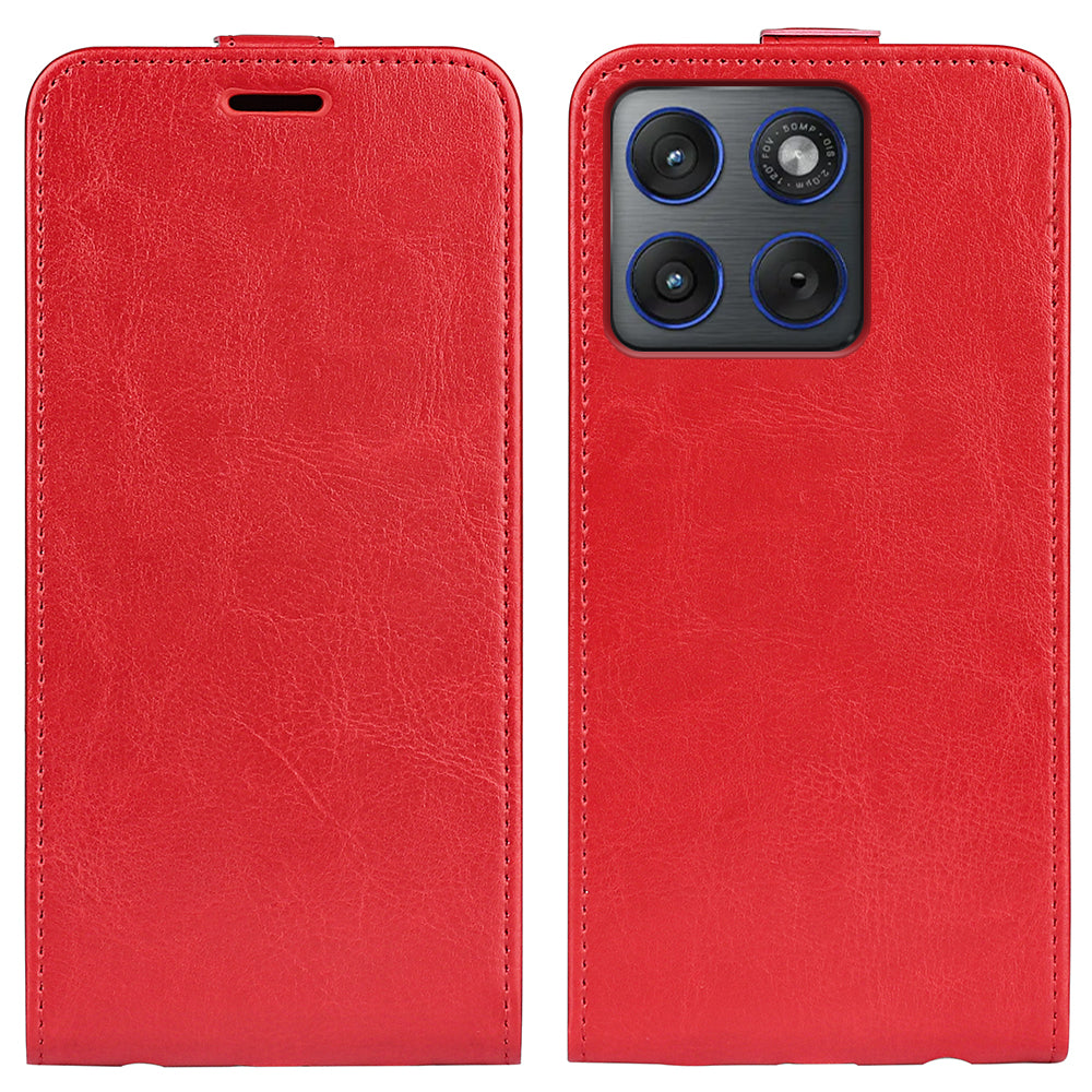 For Motorola Edge 70 5G Case with Card Slots Vertical Flip Leather Phone Cover - Red