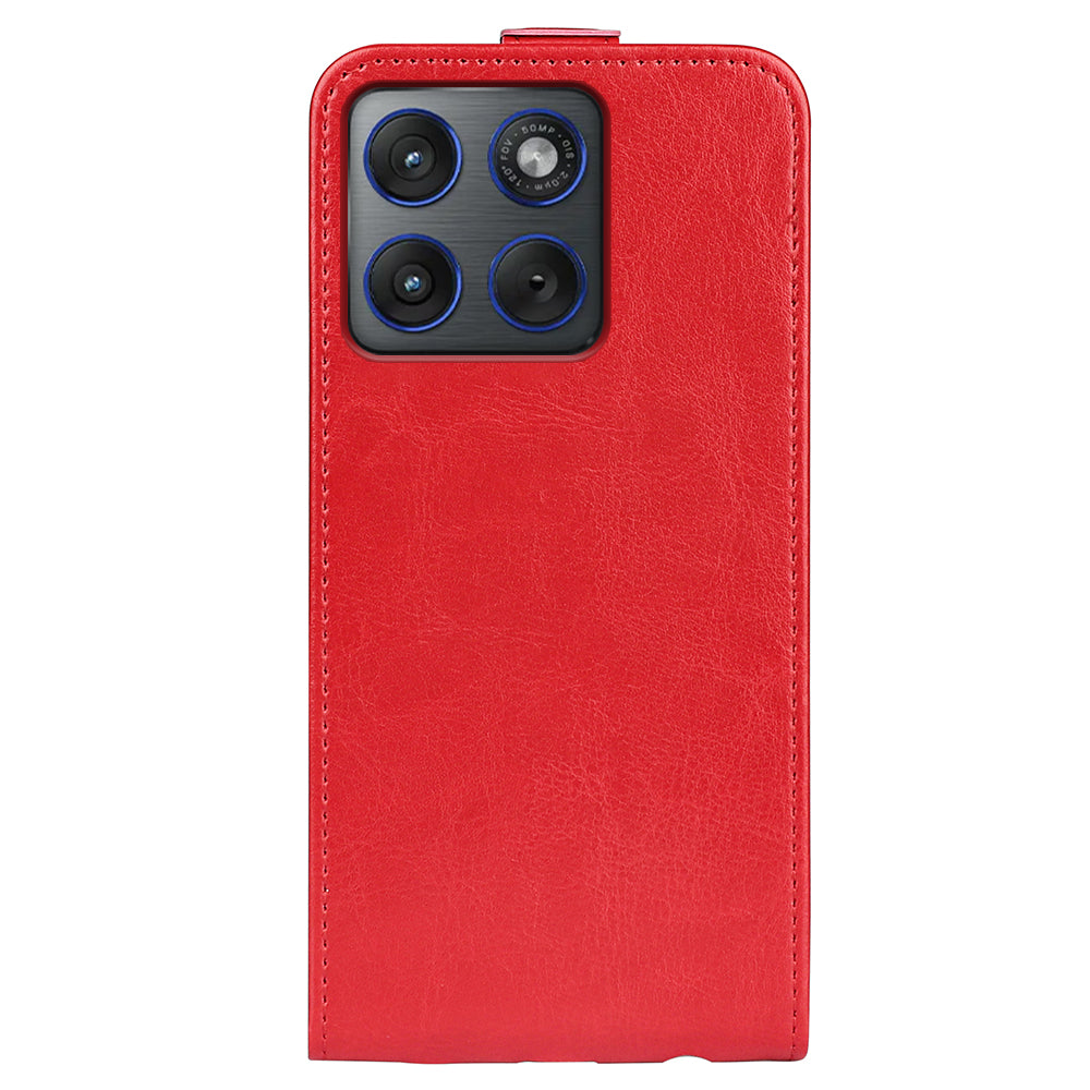 For Motorola Edge 70 5G Case with Card Slots Vertical Flip Leather Phone Cover - Red