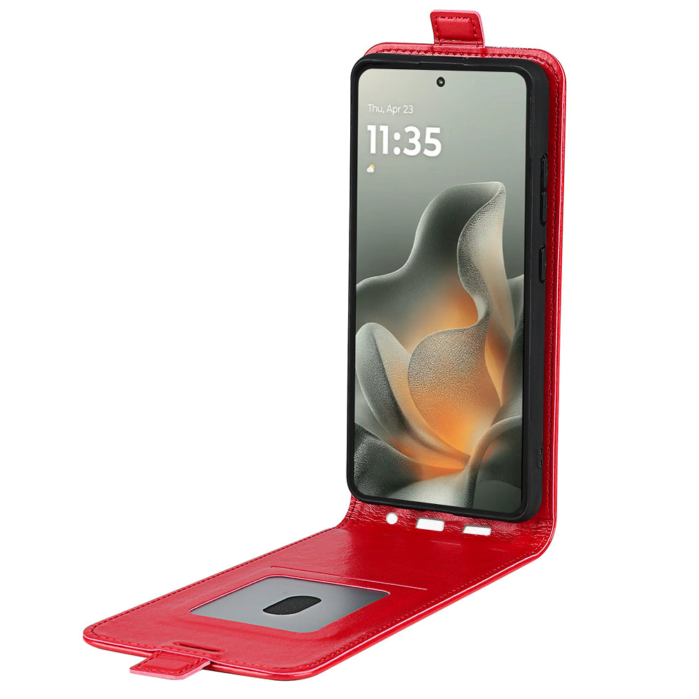 For Motorola Edge 70 5G Case with Card Slots Vertical Flip Leather Phone Cover - Red