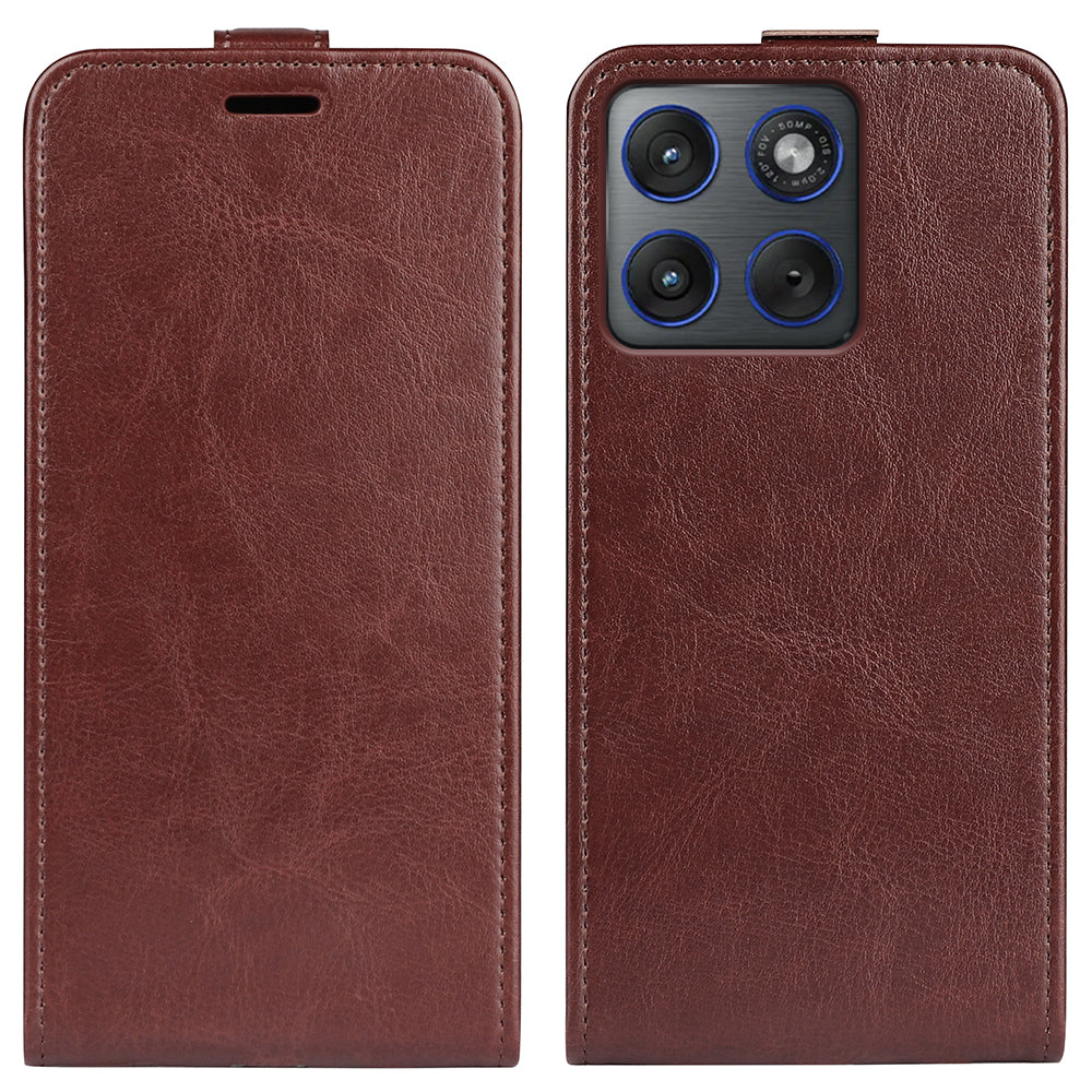 For Motorola Edge 70 5G Case with Card Slots Vertical Flip Leather Phone Cover - Brown