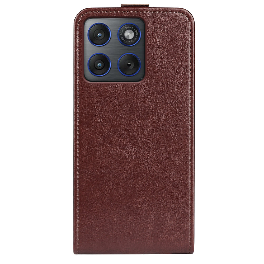 For Motorola Edge 70 5G Case with Card Slots Vertical Flip Leather Phone Cover - Brown