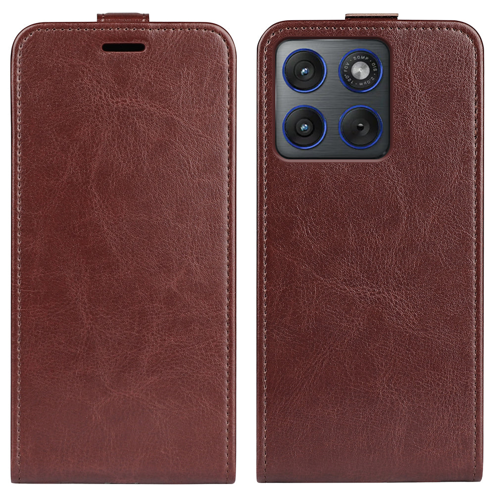 For Motorola Edge 70 5G Case with Card Slots Vertical Flip Leather Phone Cover - Brown