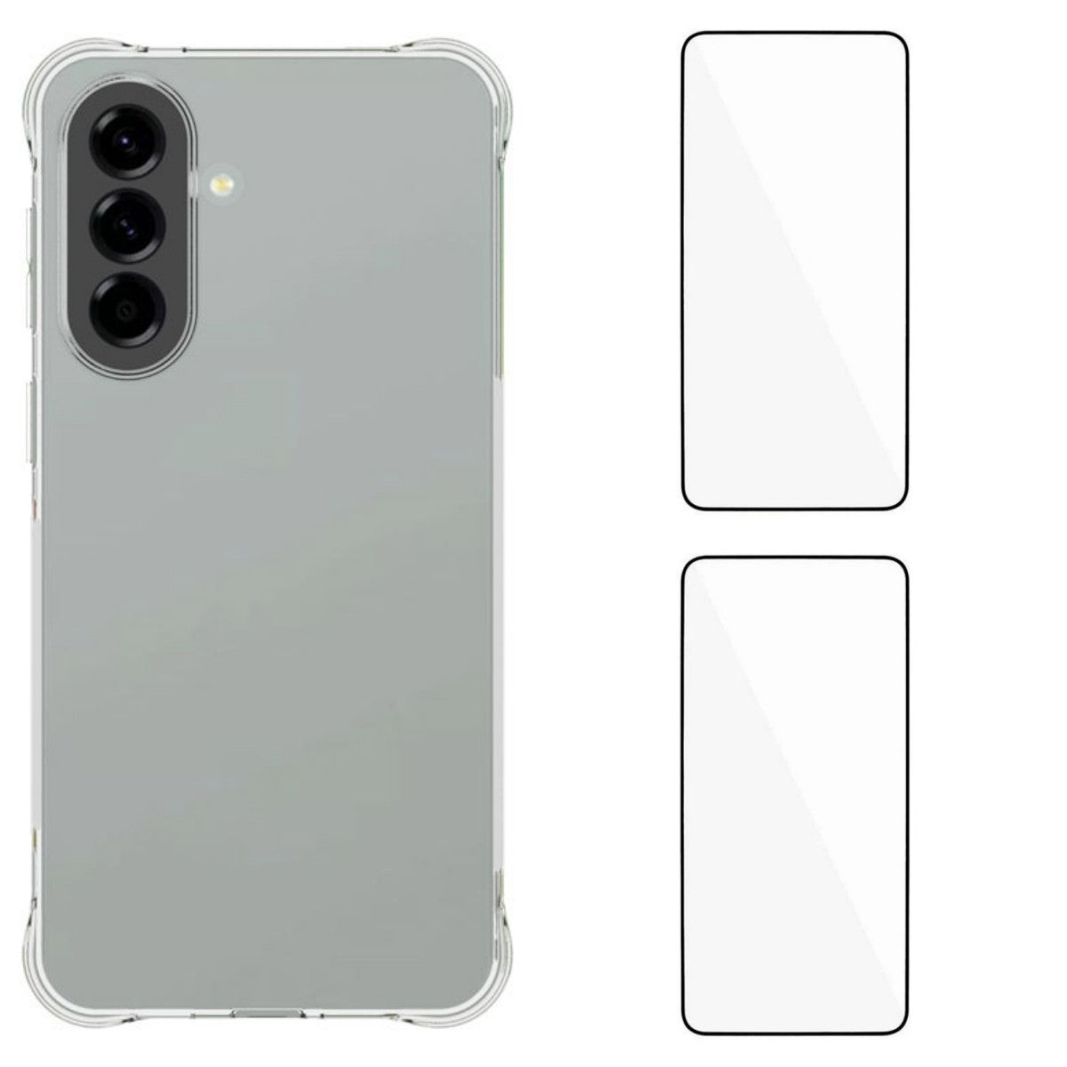 For Samsung Galaxy A57 5G TPU Case WANLONFENG WL2 Series 2.0mm Phone Cover with 2Pcs Tempered Glass Films - Transparent