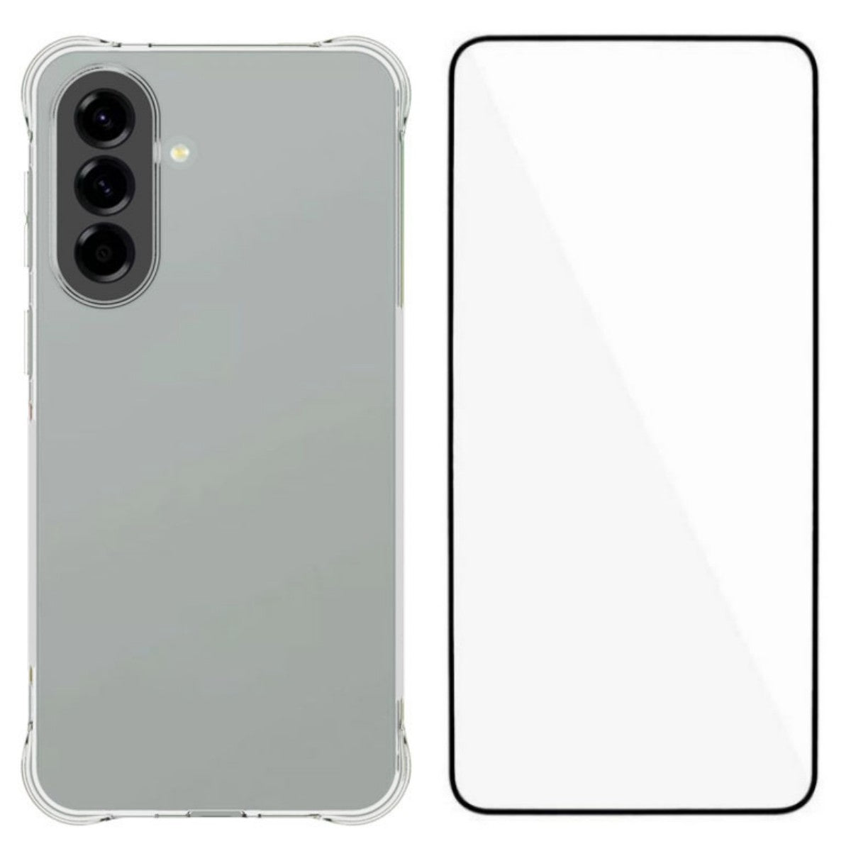 For Samsung Galaxy A57 5G Case WANLONFENG WL Series 2.0mm TPU Phone Cover with Tempered Glass Film - Transparent